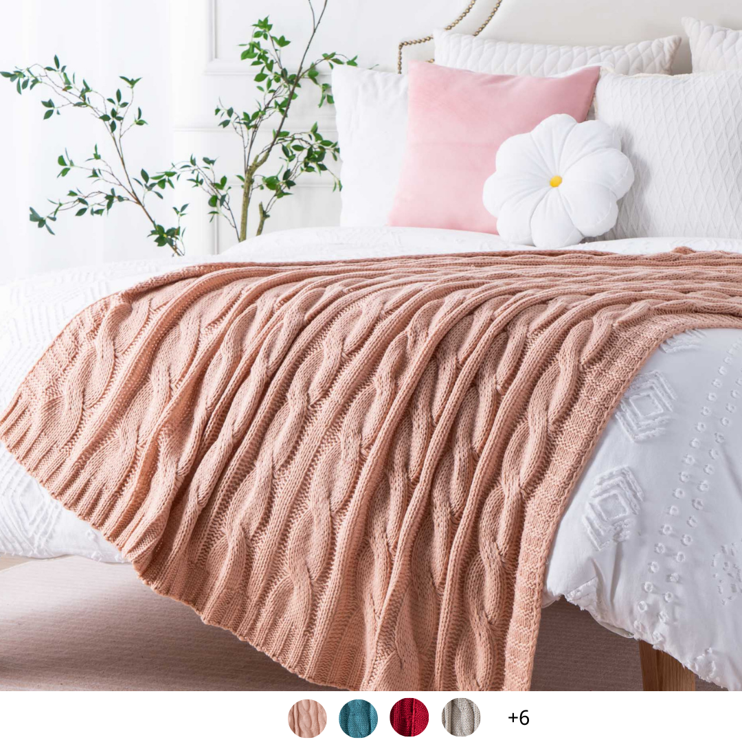 Blush cable knit throw 2025