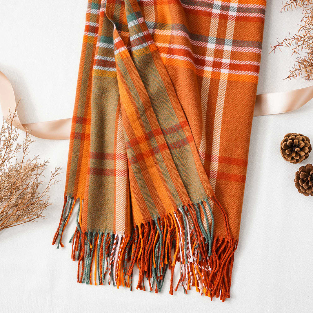 Orange Plaid Blanket: Everyone Season Cozy Autumn Vibes