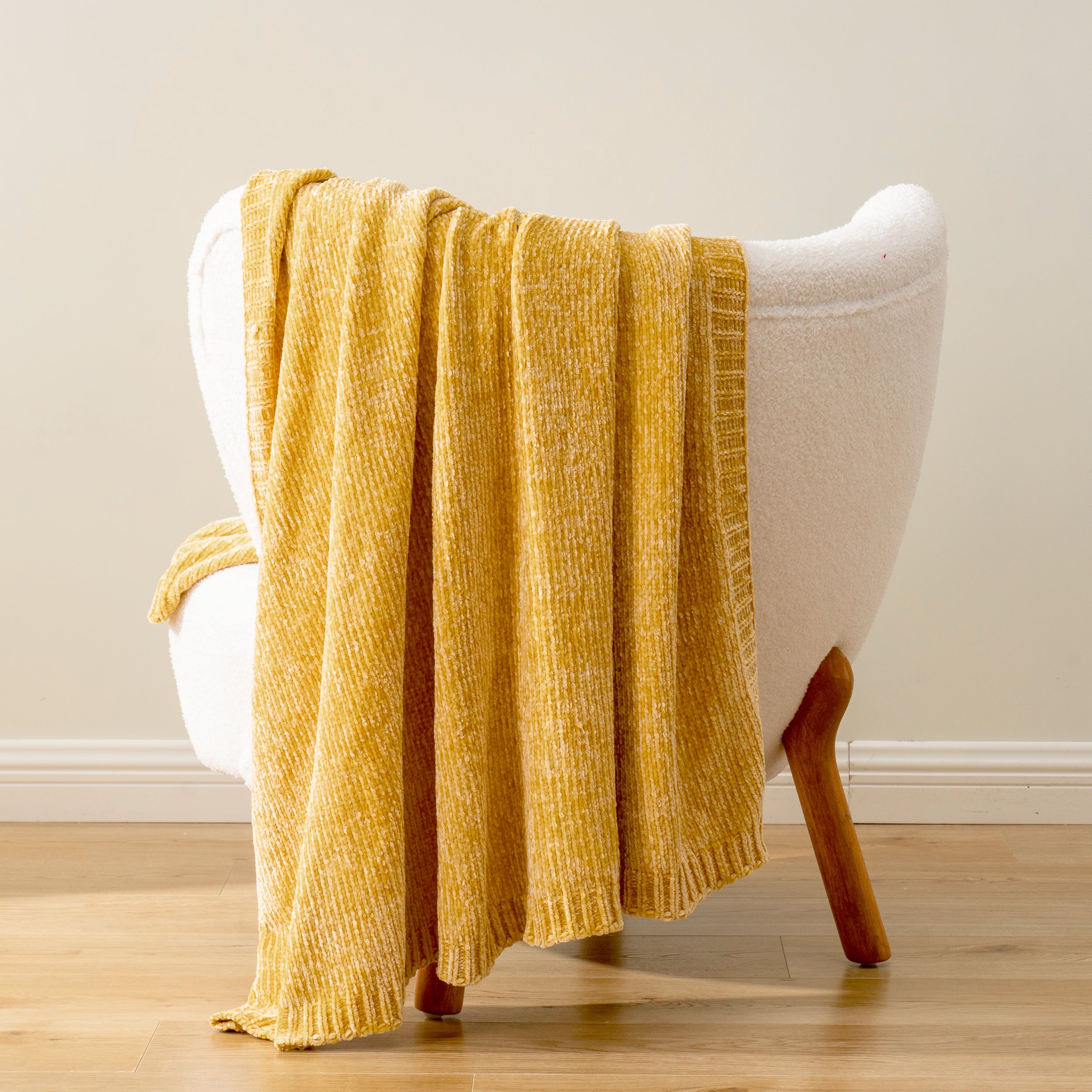 Couverture en tricot chenille texturé