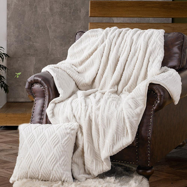 Faux Fur Blanket and Pillow Set BATTILO HOME