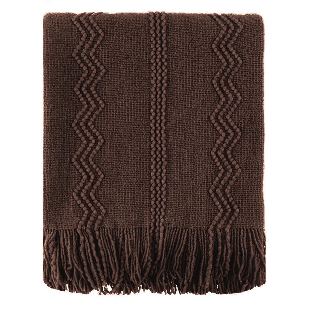 Couverture à franges à motif ondulé