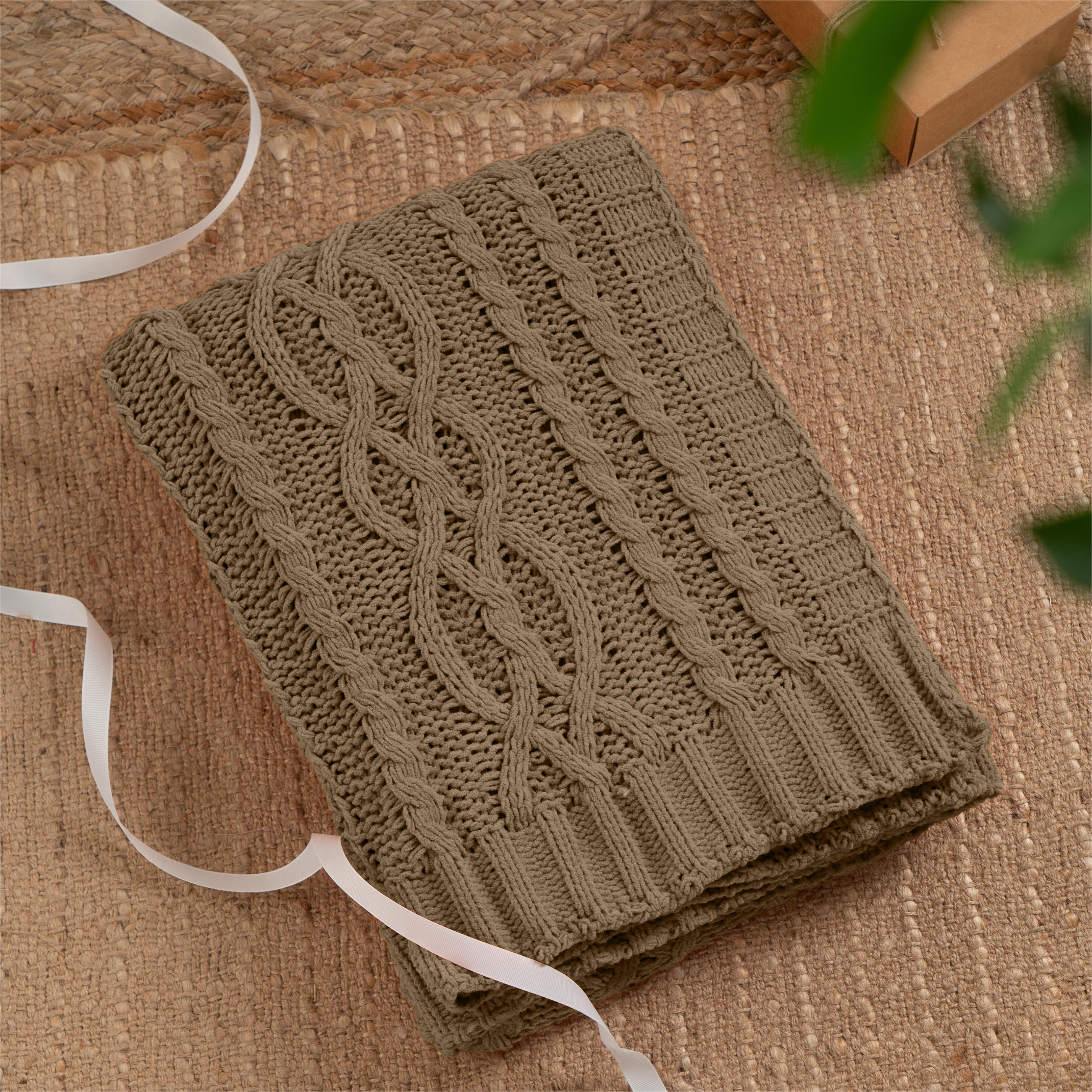 Chenille Cable Knit Throw Blanket