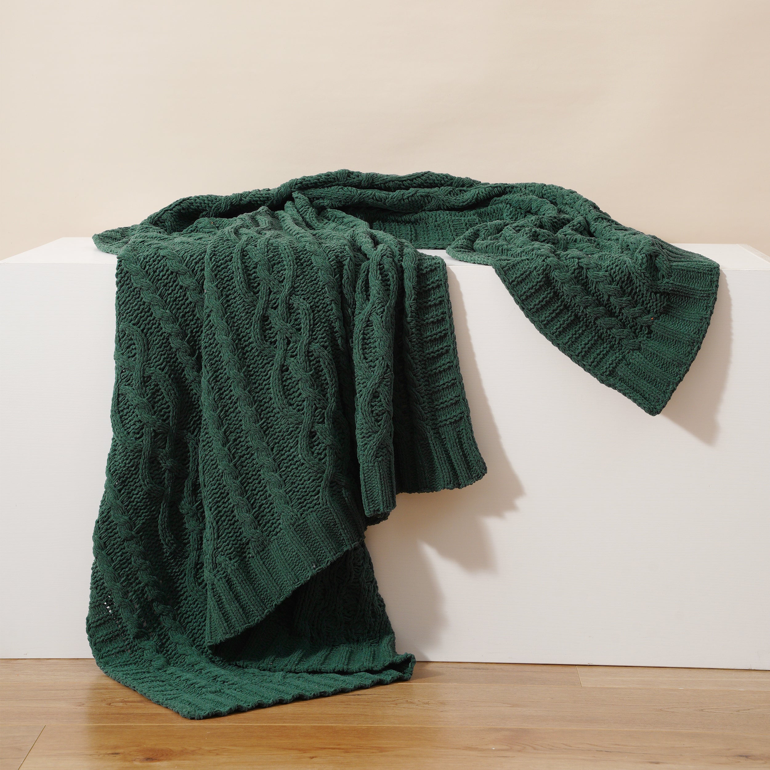 Chenille Cable Knit Throw Blanket