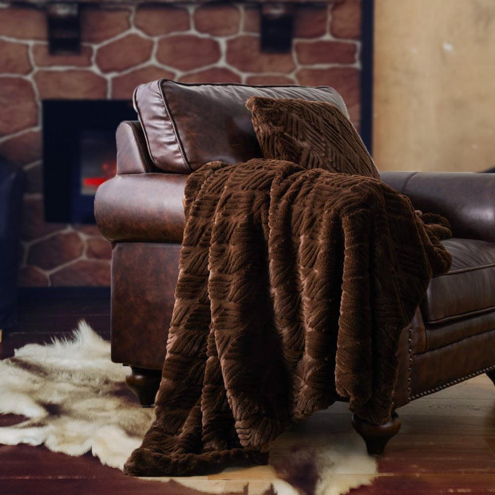 Faux Fur Blanket and Pillow Set BATTILO HOME