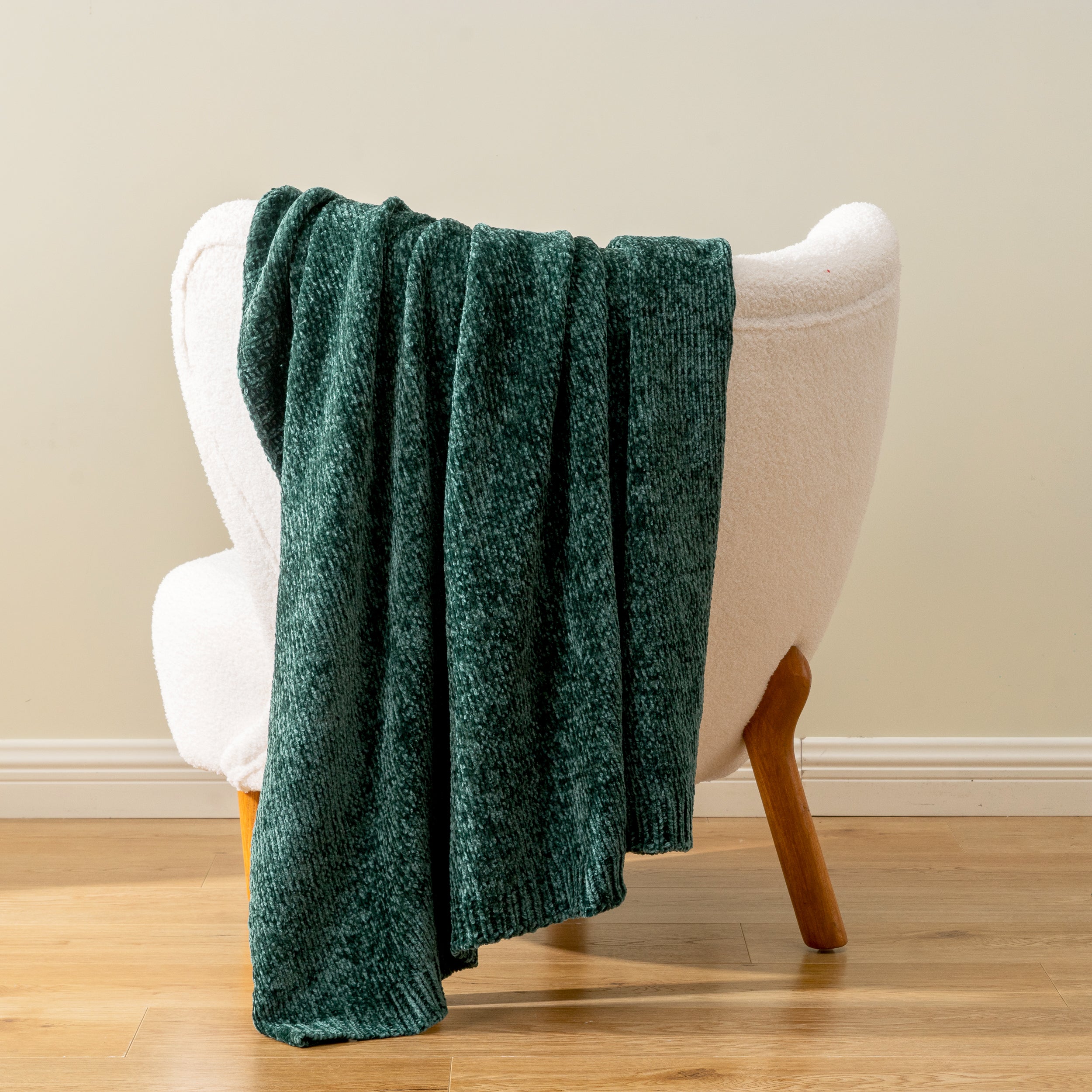 Couverture en tricot chenille texturé