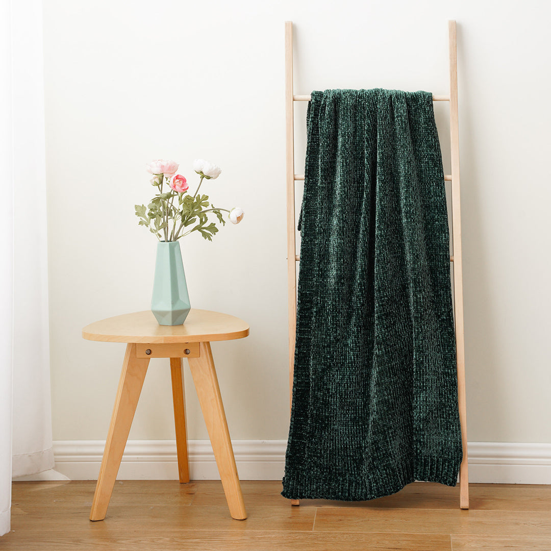 Couverture en tricot chenille texturé