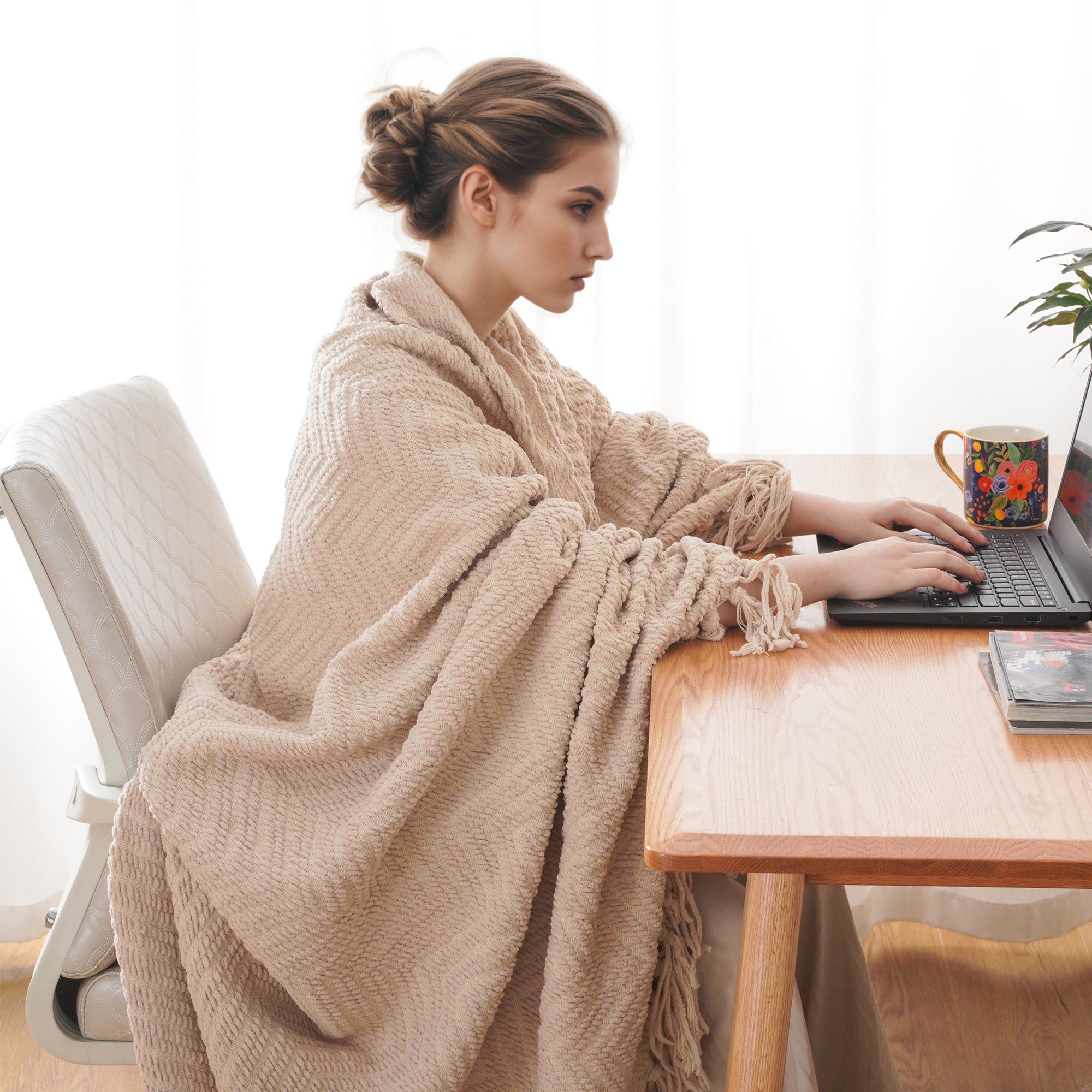 Zig-Zag Chenille Throw Blanket