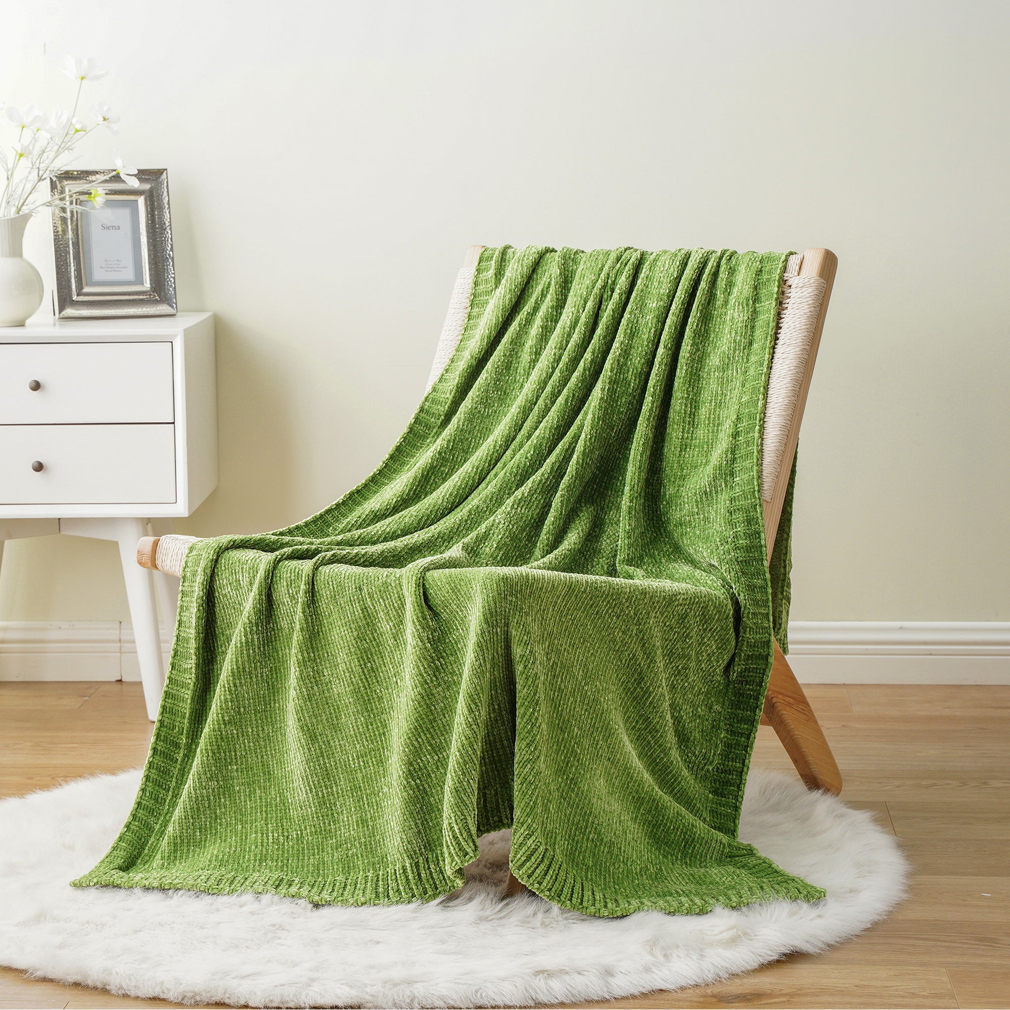 Couverture en tricot chenille texturé