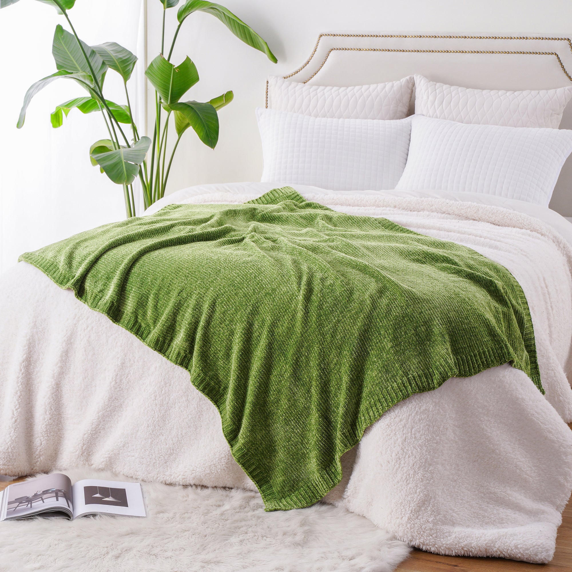 Couverture en tricot chenille texturé