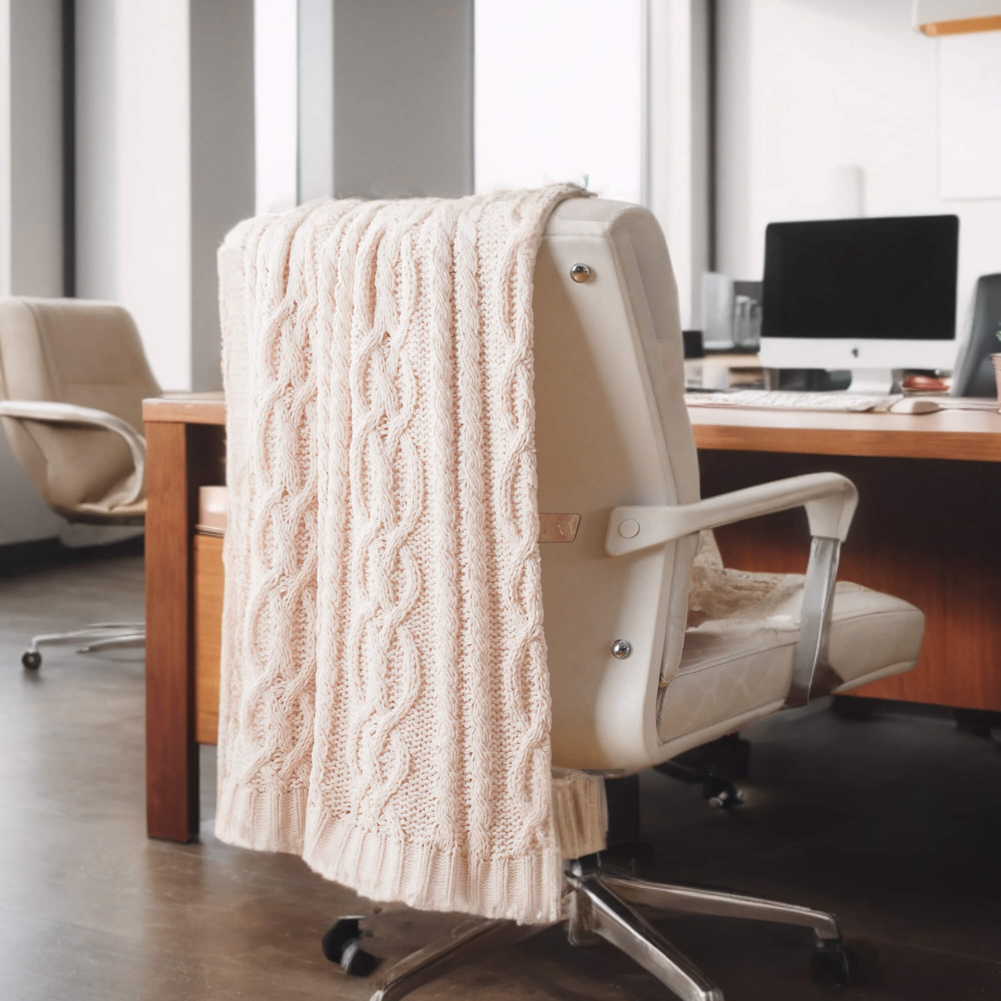 Chenille Cable Knit Throw Blanket