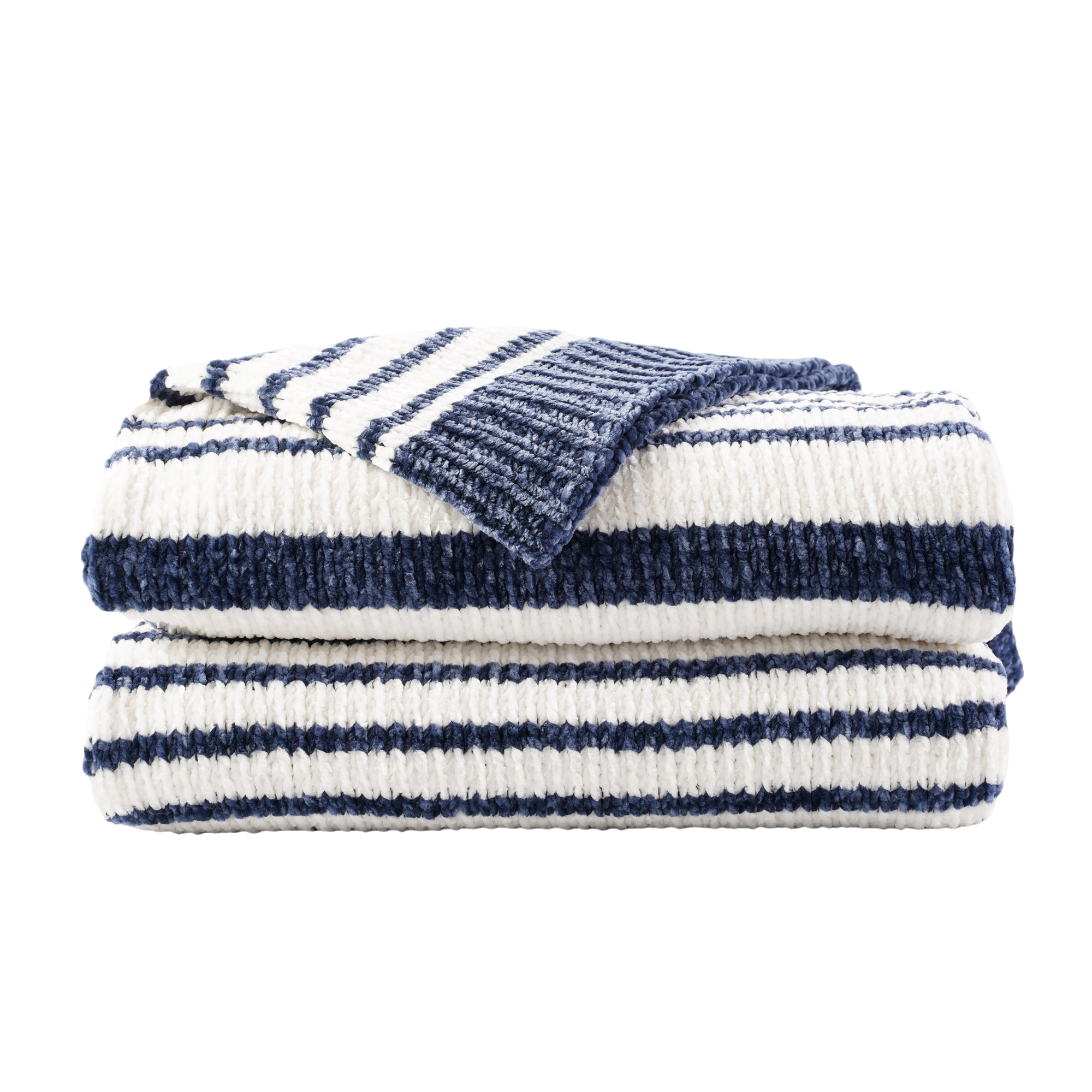Couverture en chenille à rayures color block 