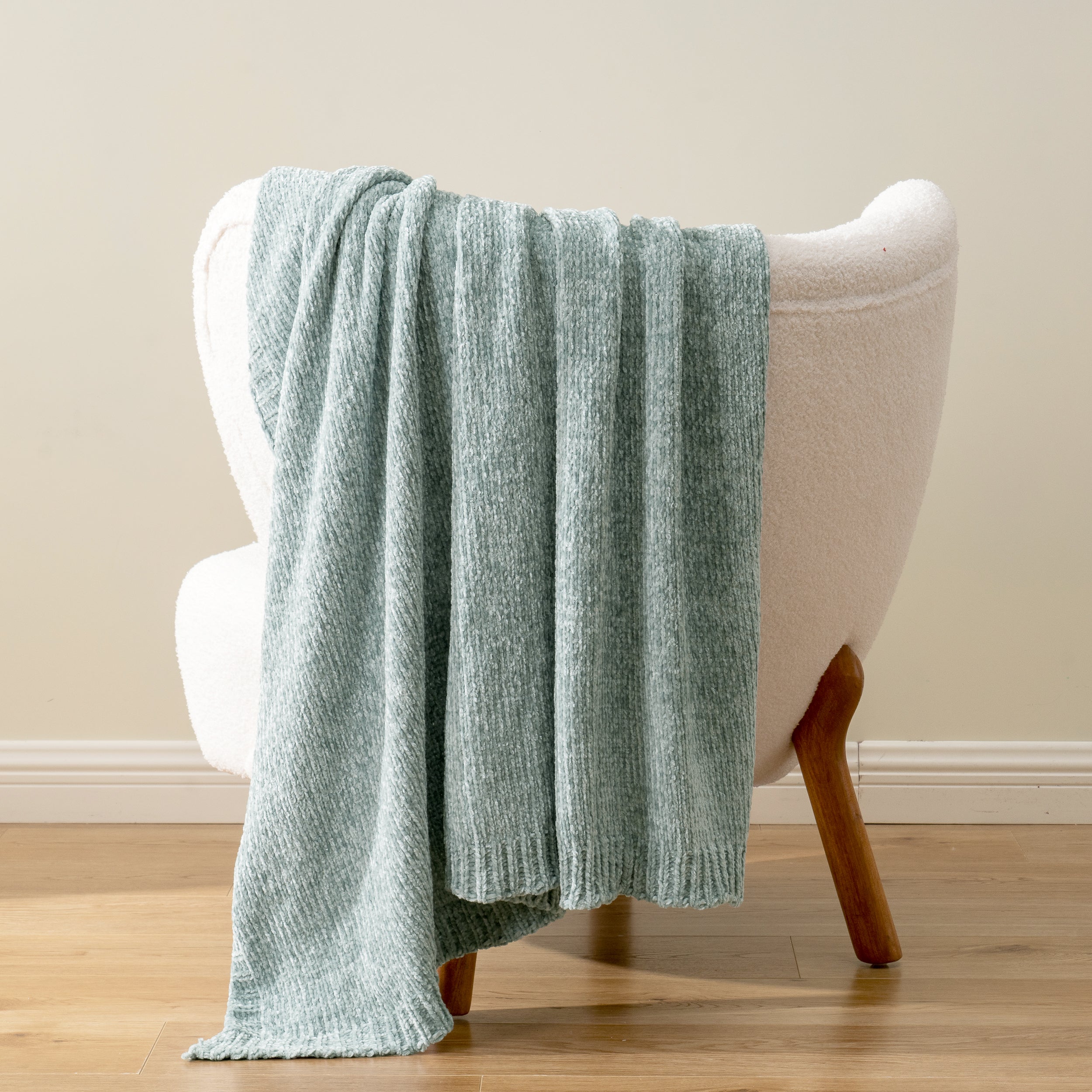 Couverture en tricot chenille texturé