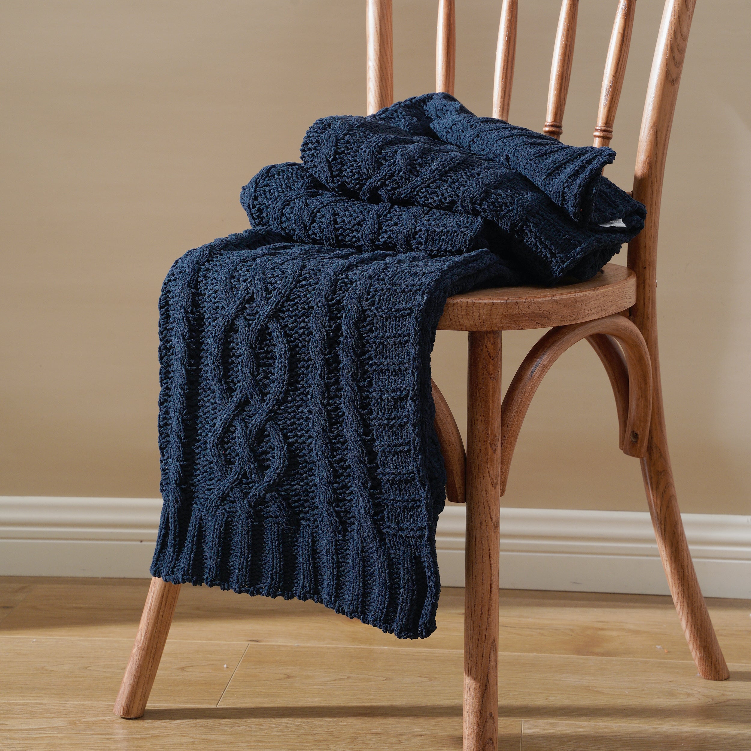 Chenille Cable Knit Throw Blanket