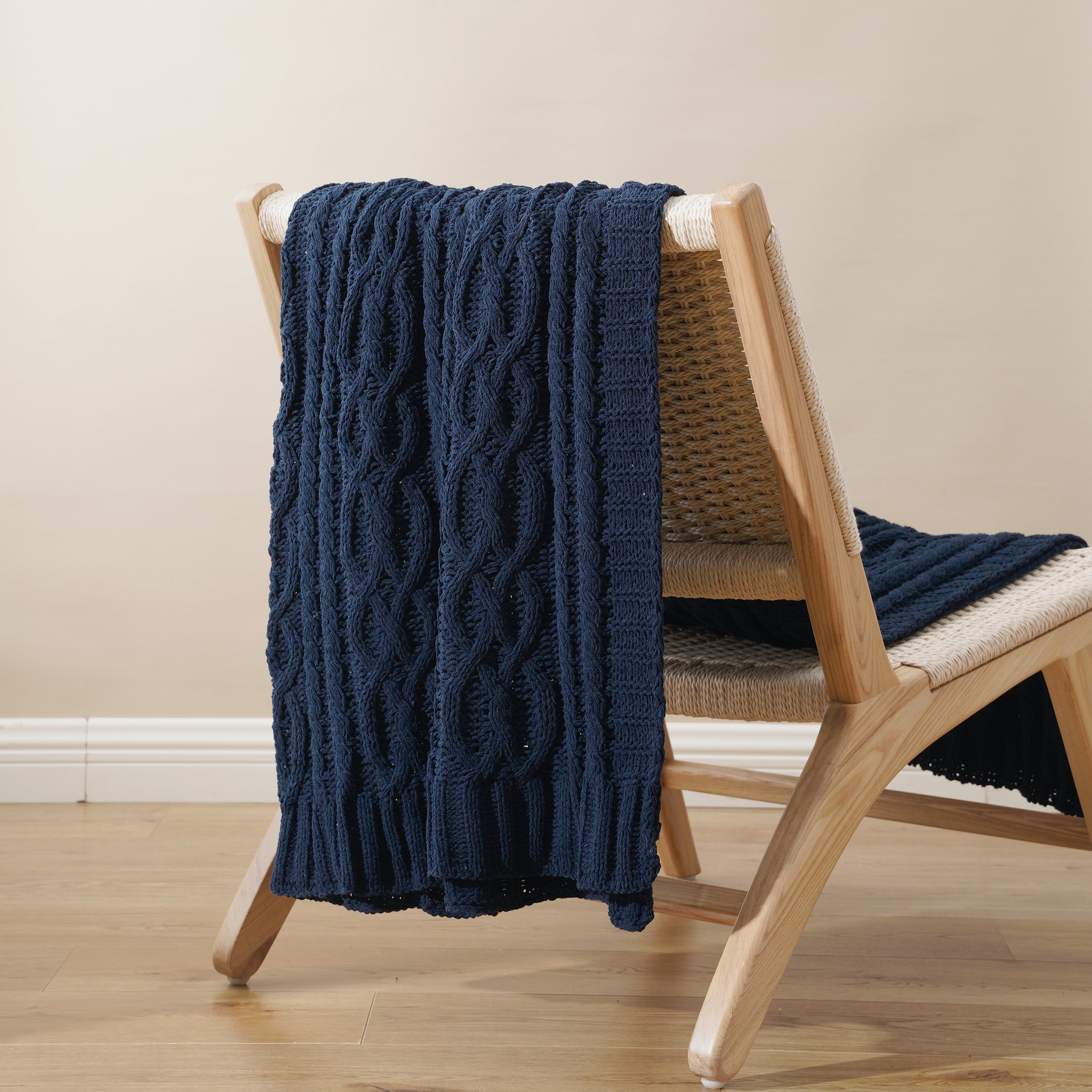 Chenille Cable Knit Throw Blanket