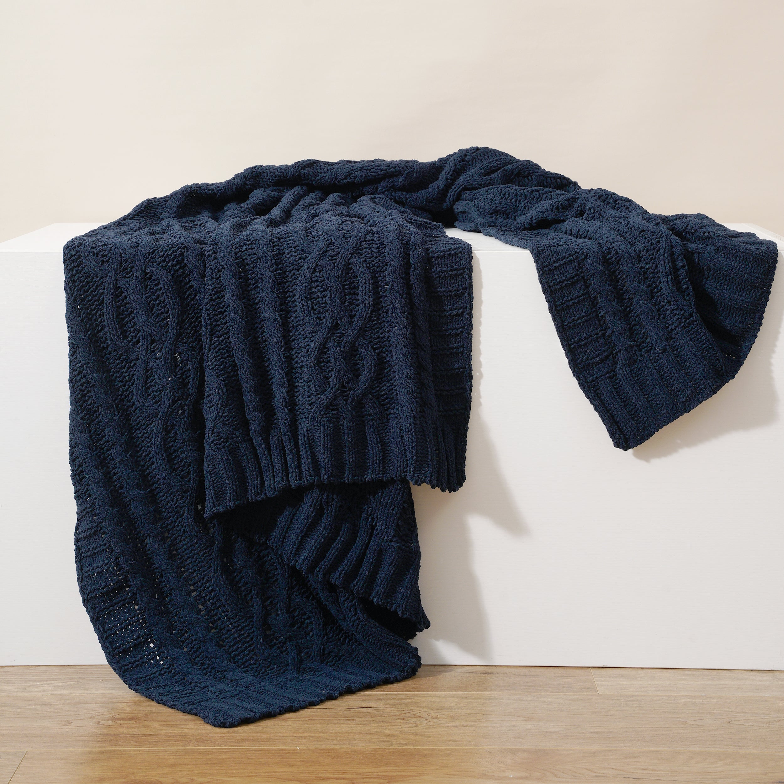 Chenille Cable Knit Throw Blanket