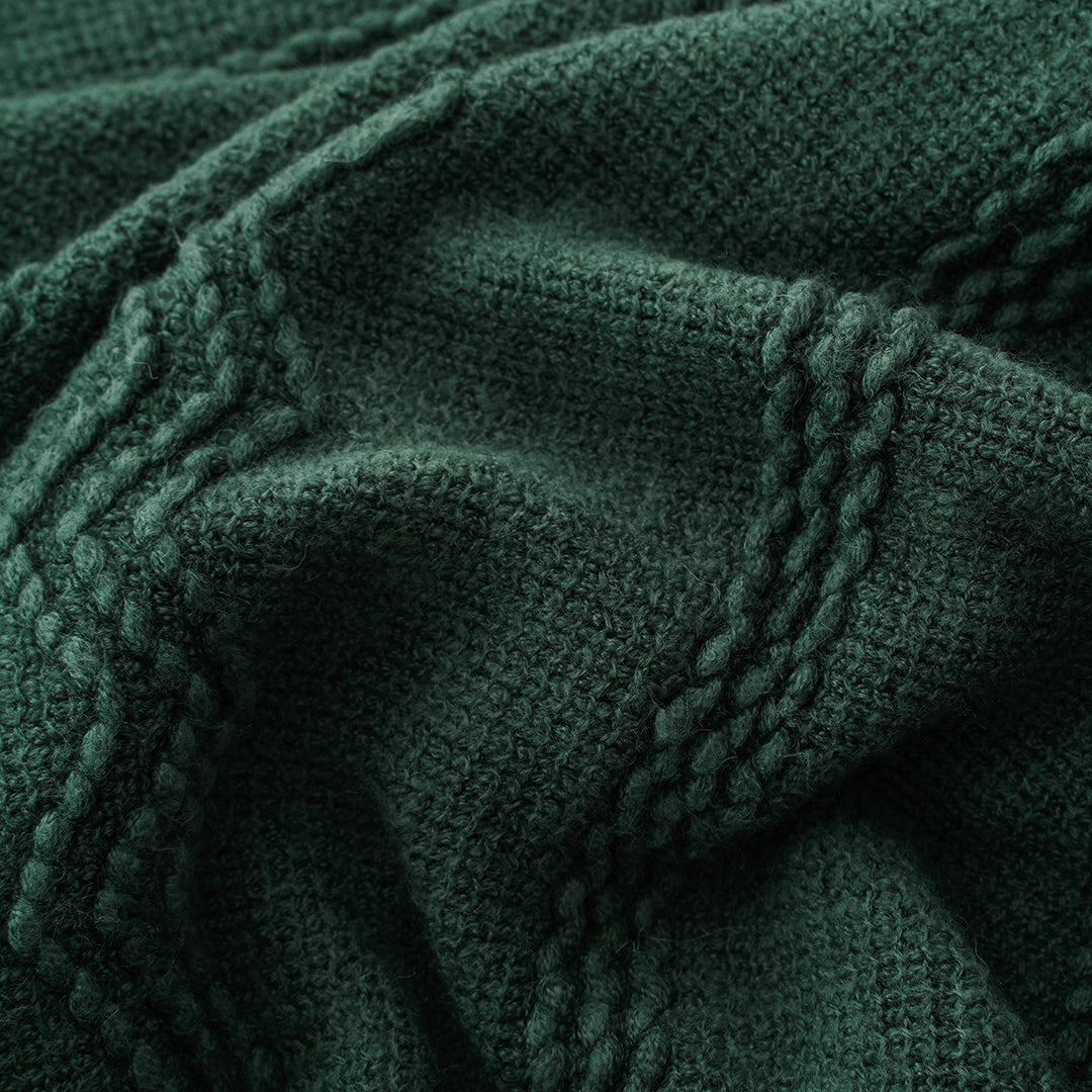 Wavy Pattern Fringe Throw