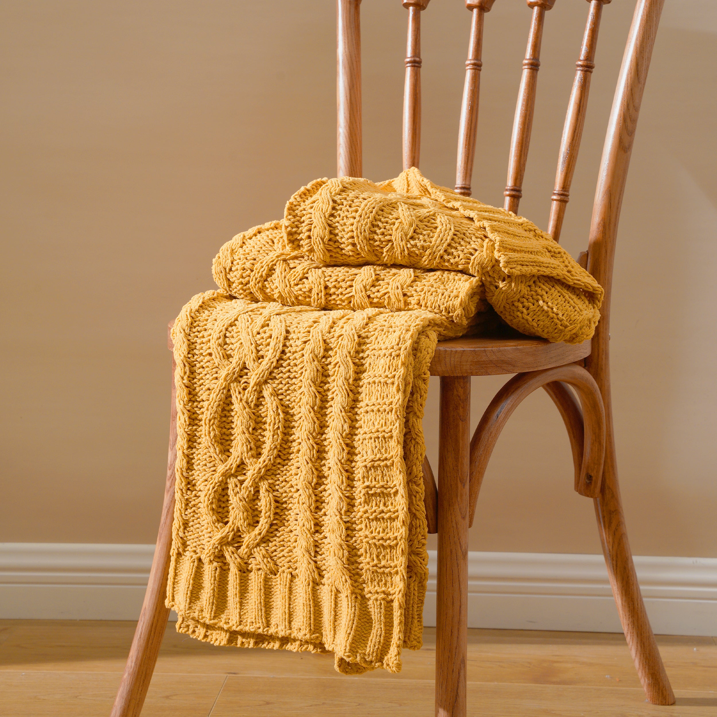 Chenille Cable Knit Throw Blanket