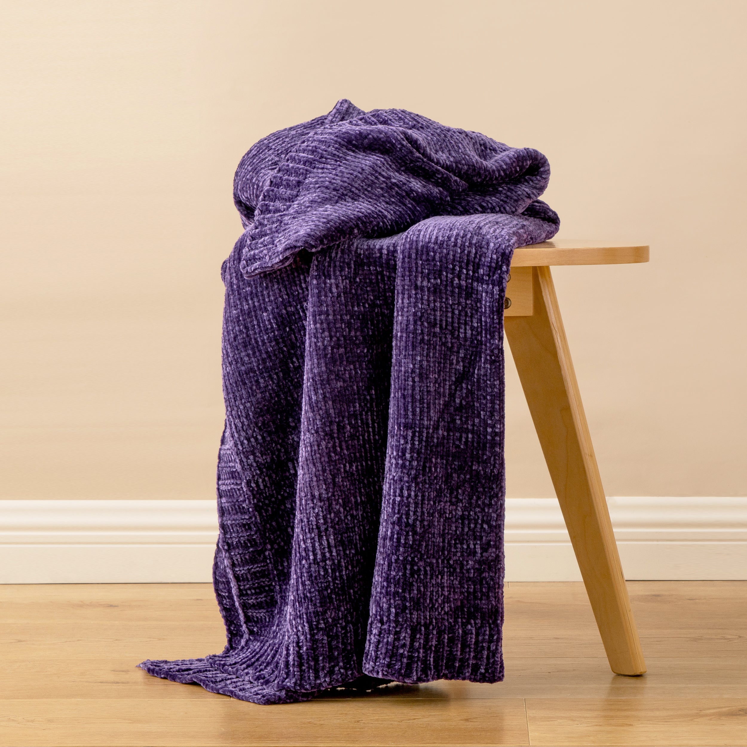 Couverture en tricot chenille texturé