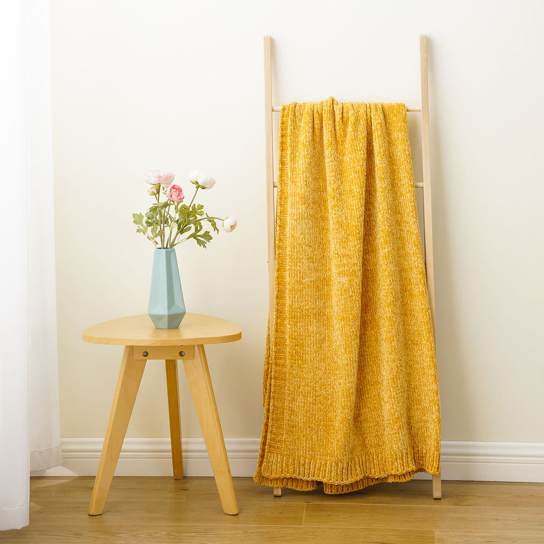 Couverture en tricot chenille texturé