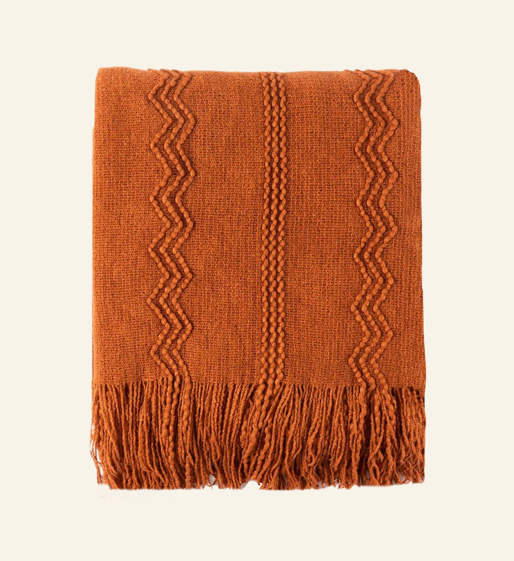 Wavy Pattern Fringe Throw