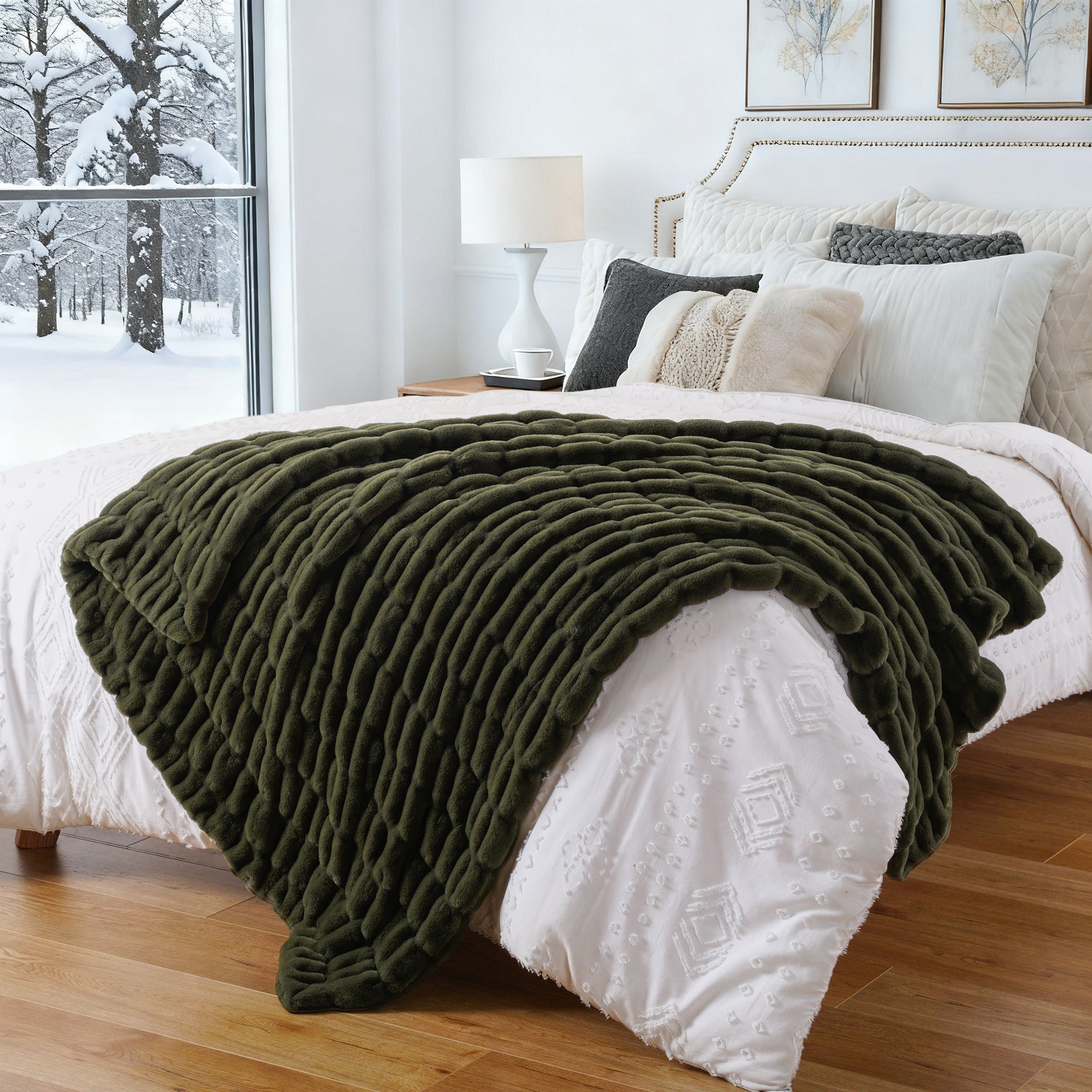 Faux Reversible Rabbit Fur Blanket