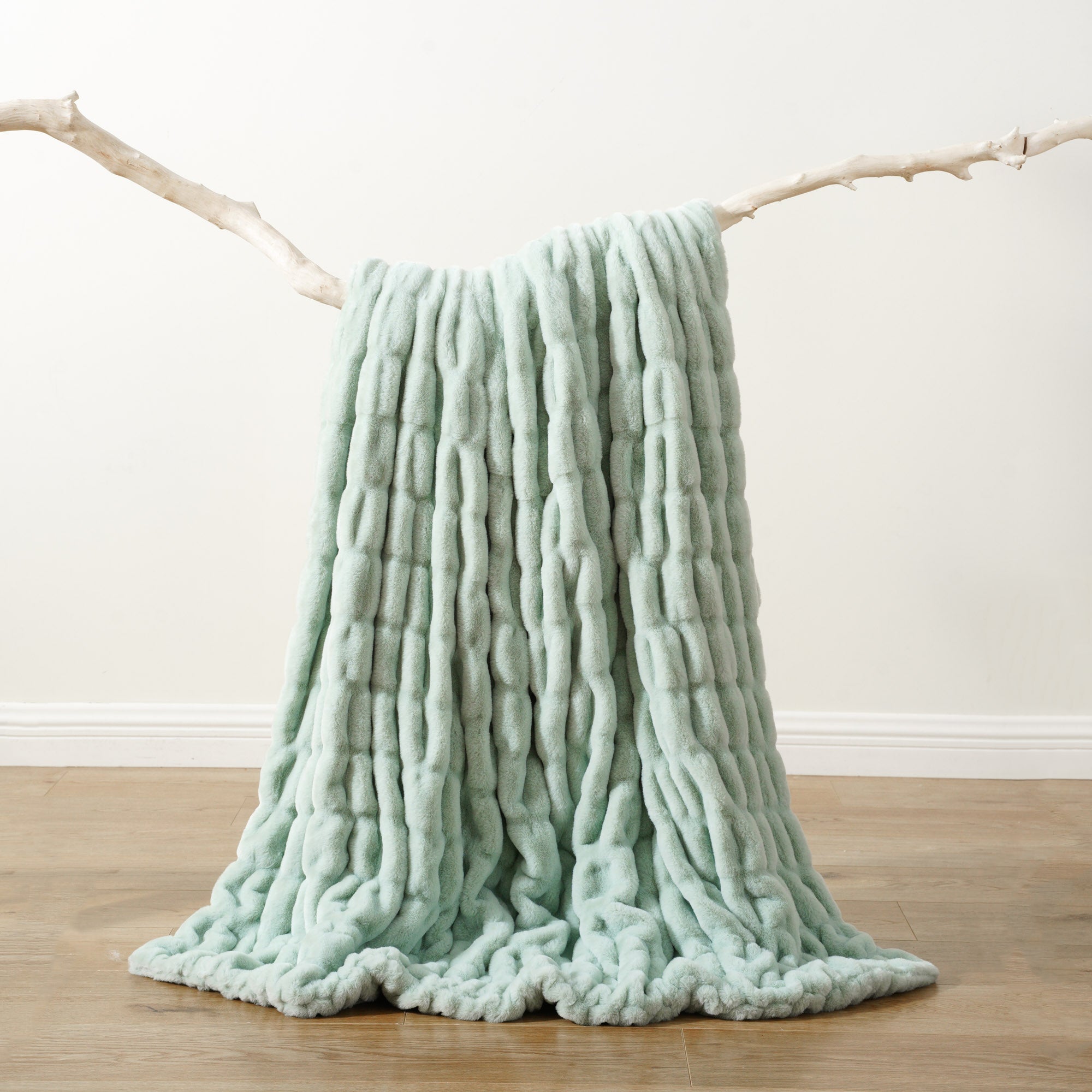 Faux Reversible Rabbit Fur Blanket