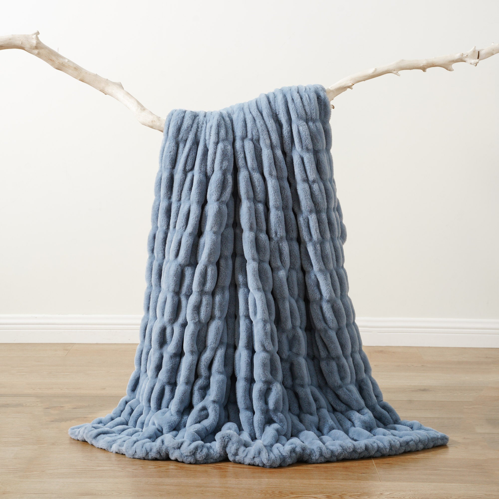 Faux Reversible Rabbit Fur Blanket