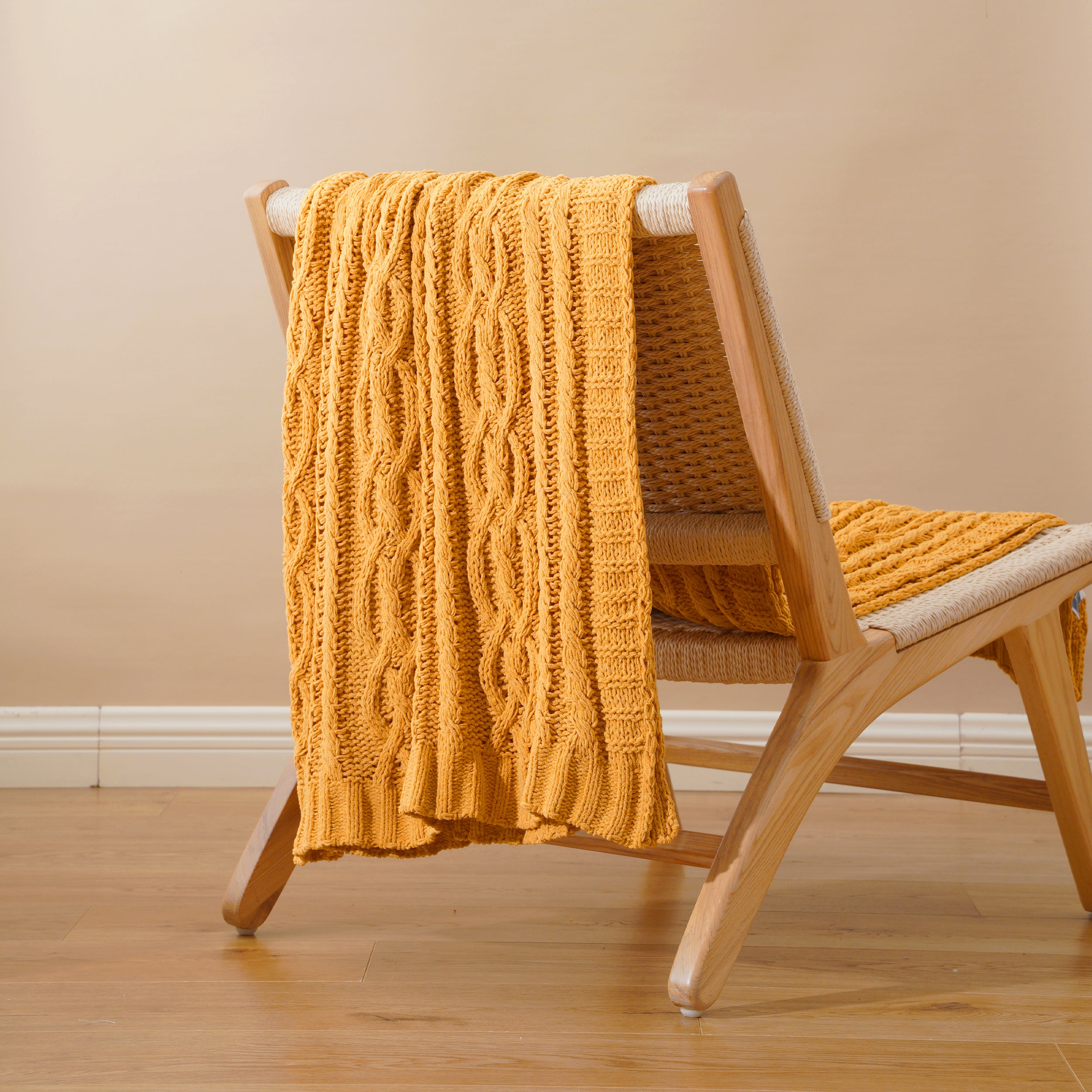 Chenille Cable Knit Throw Blanket
