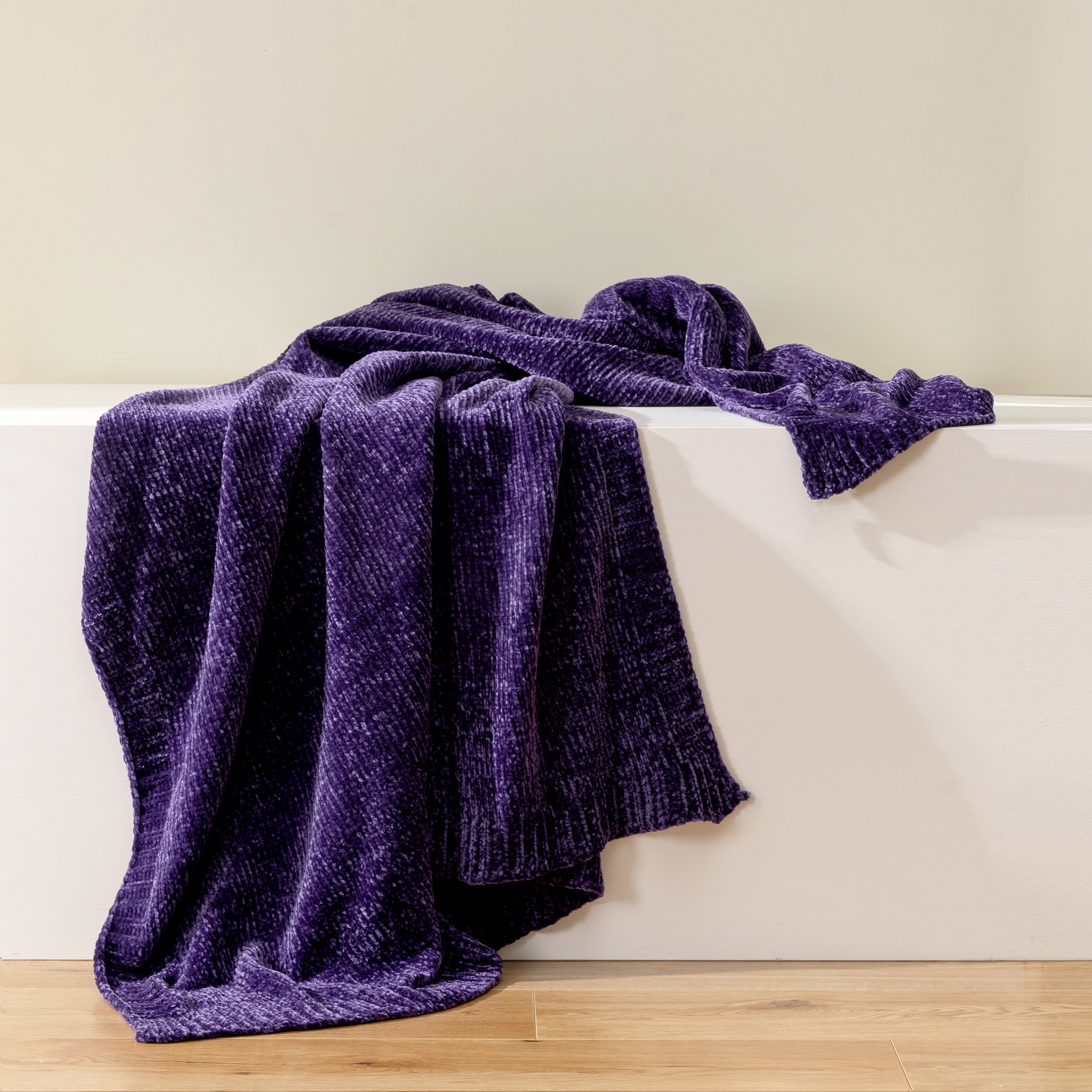 Couverture en tricot chenille texturé