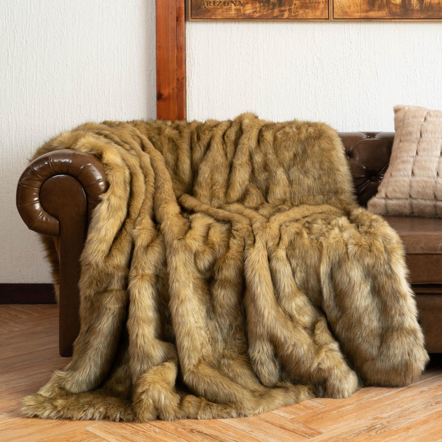 Faux Fur Tips Dyeing Blanket - BATTILO HOME