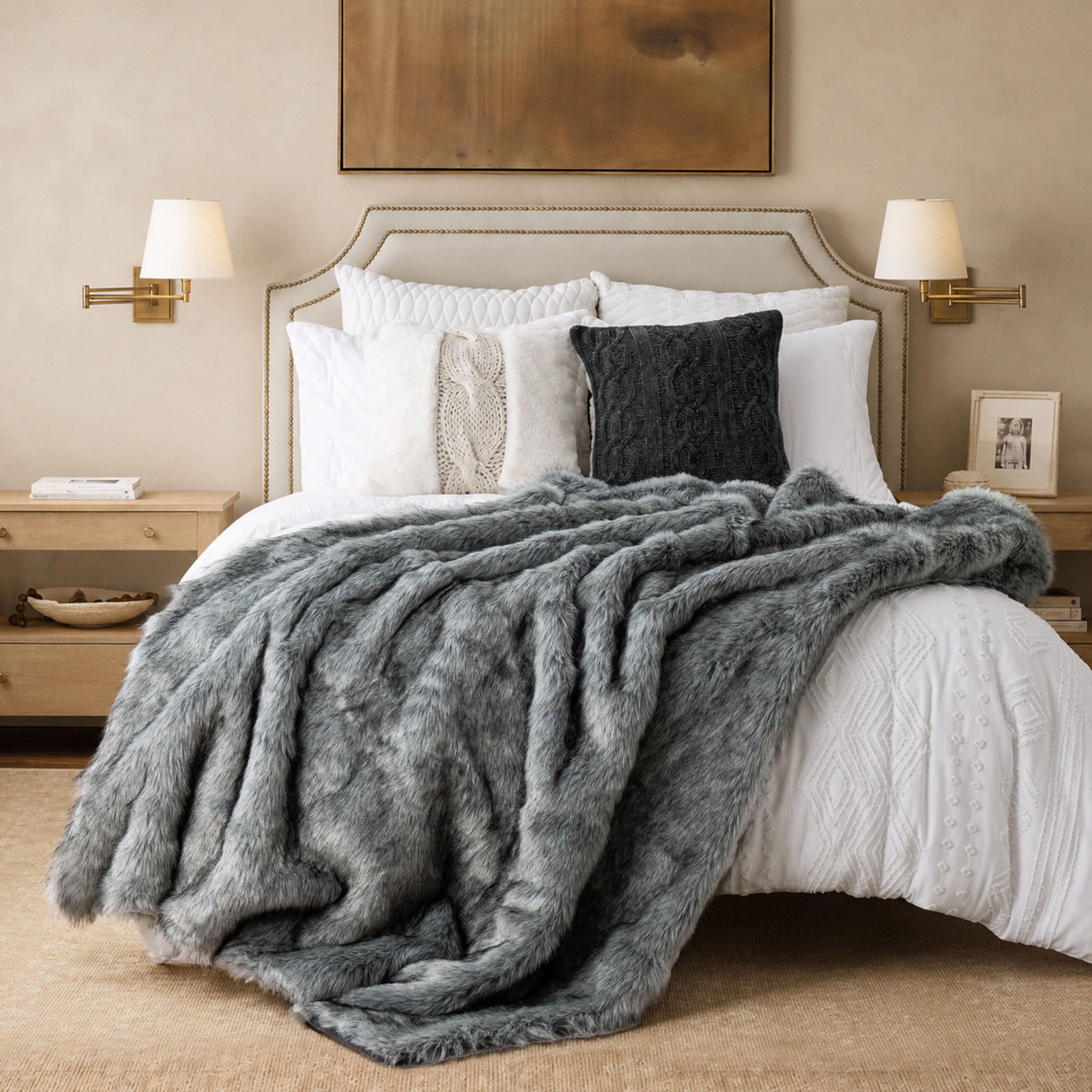 Faux Fur Brushed Tips Blanket