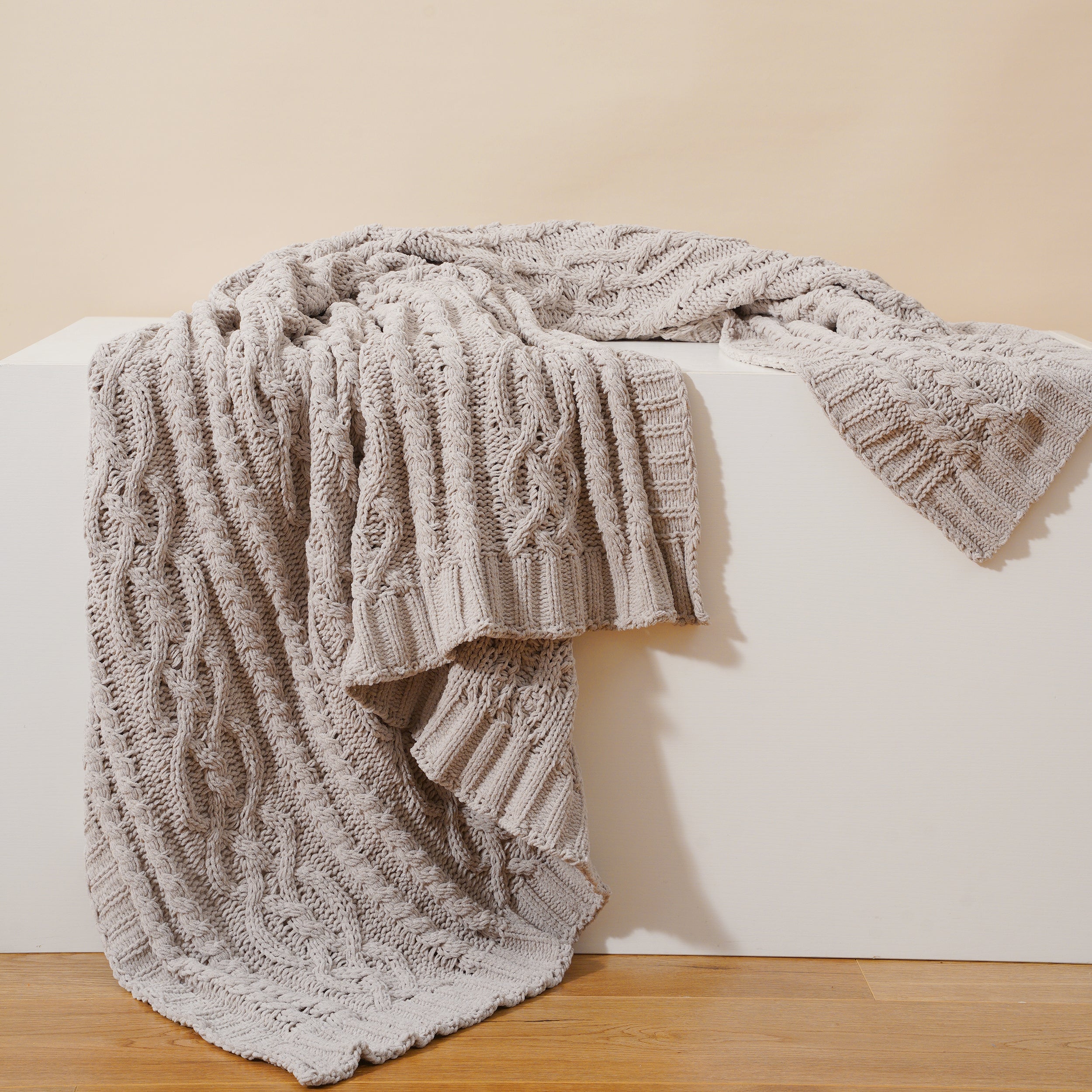 Chenille Cable Knit Throw Blanket