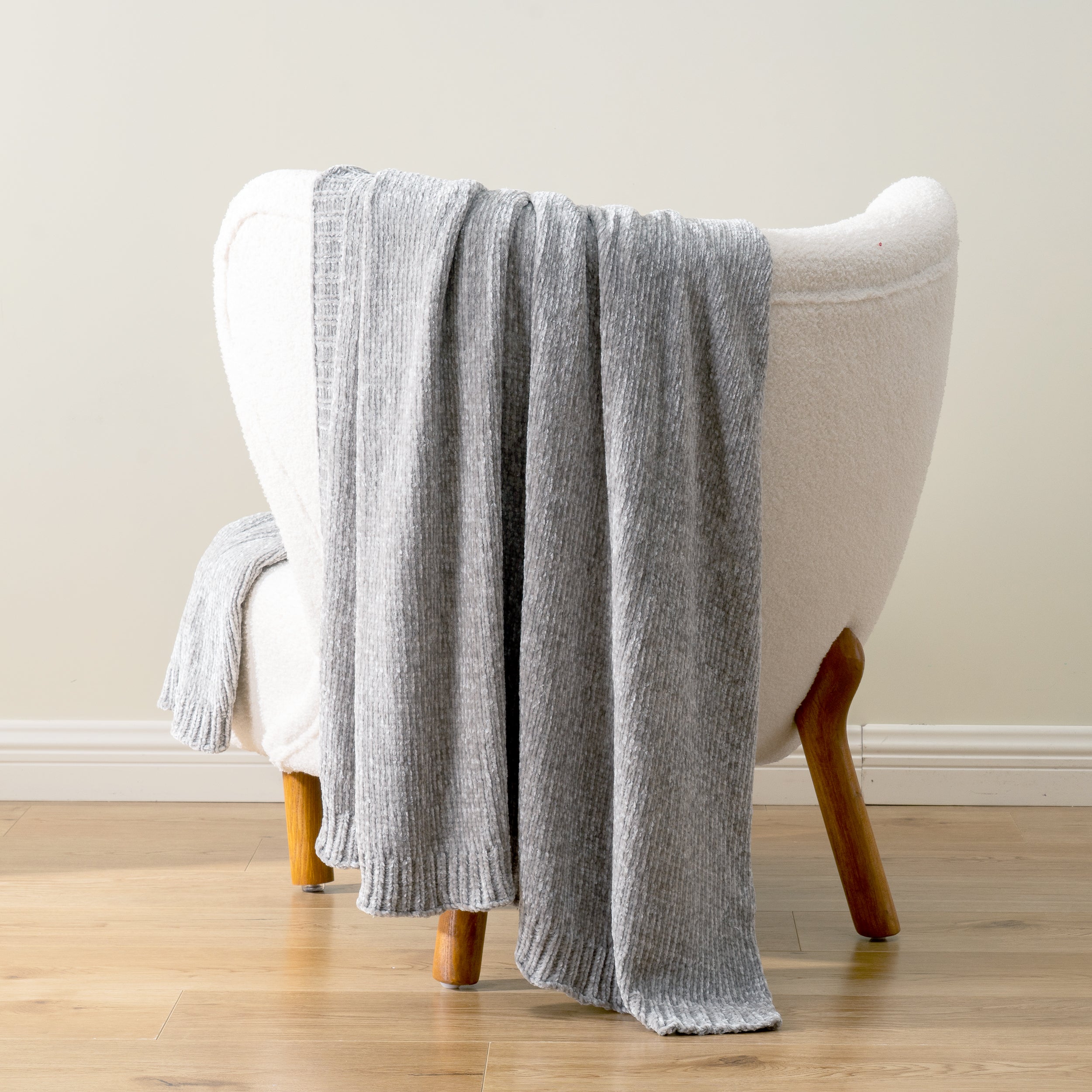 Couverture en tricot chenille texturé