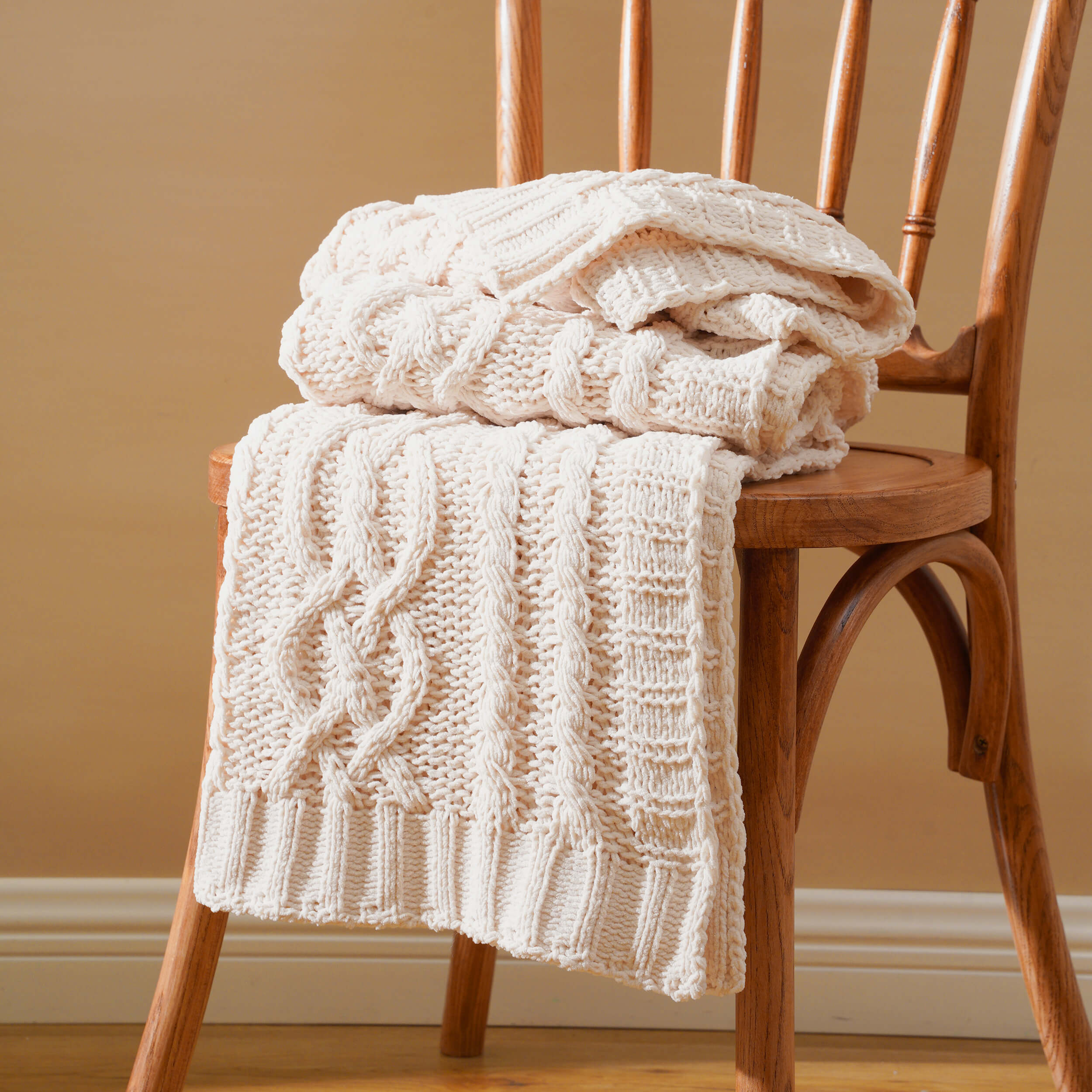 Chenille Cable Knit Throw Blanket