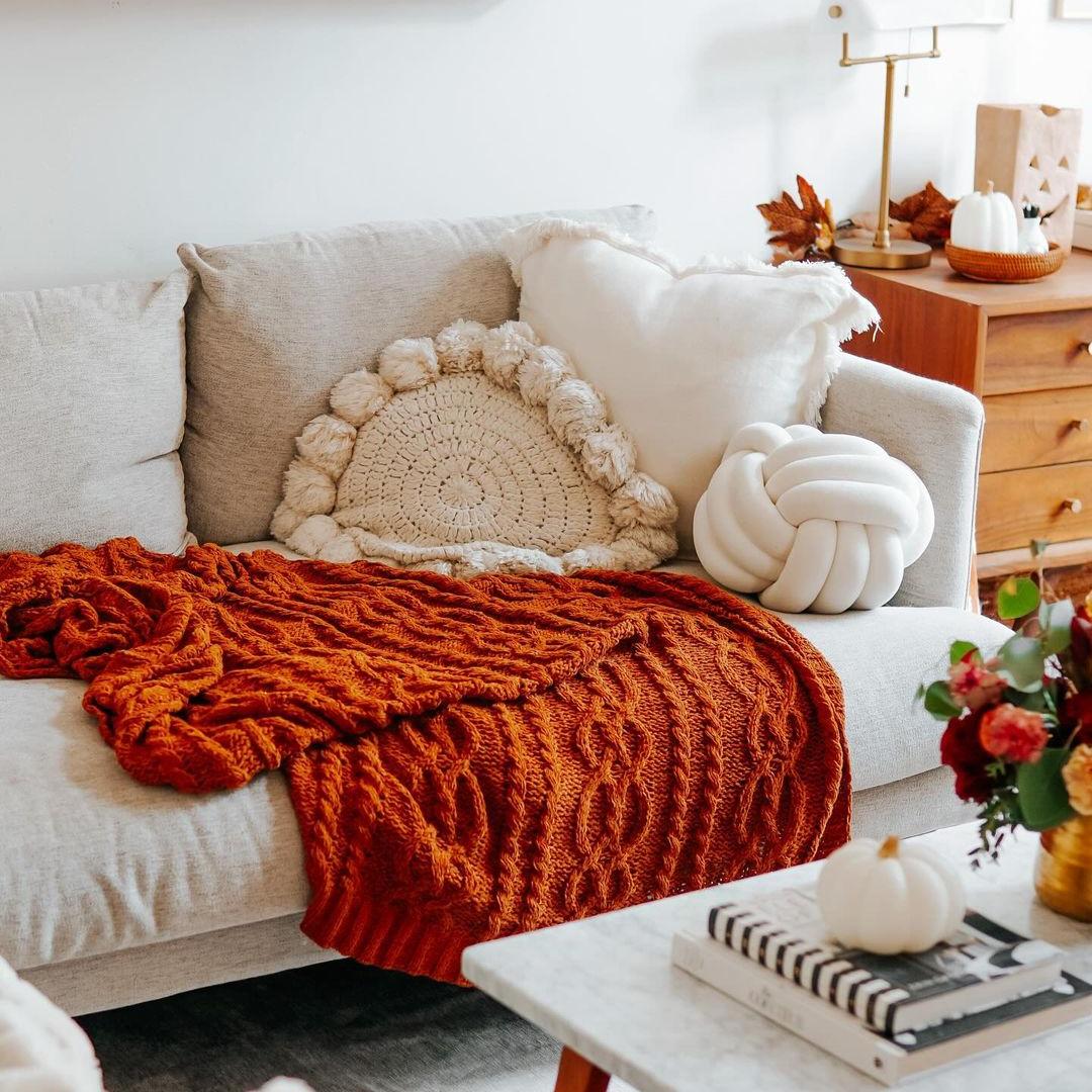 Chenille Cable Knit Throw Blanket