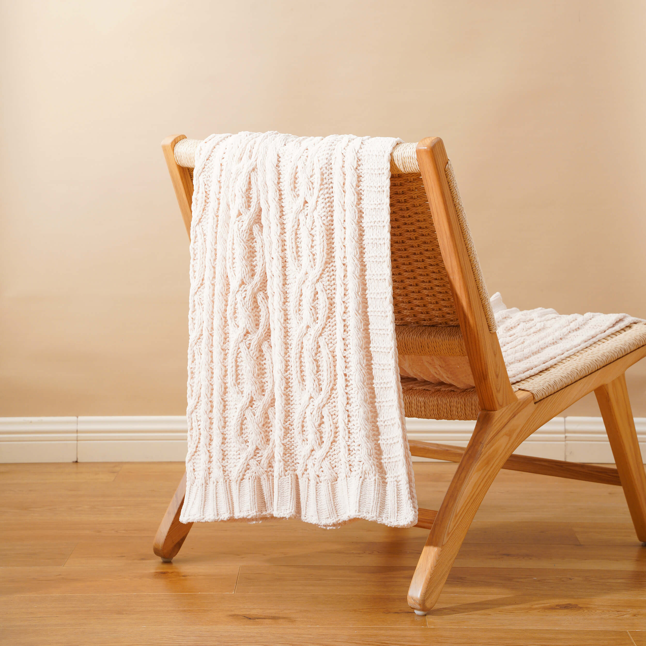 Chenille Cable Knit Throw Blanket