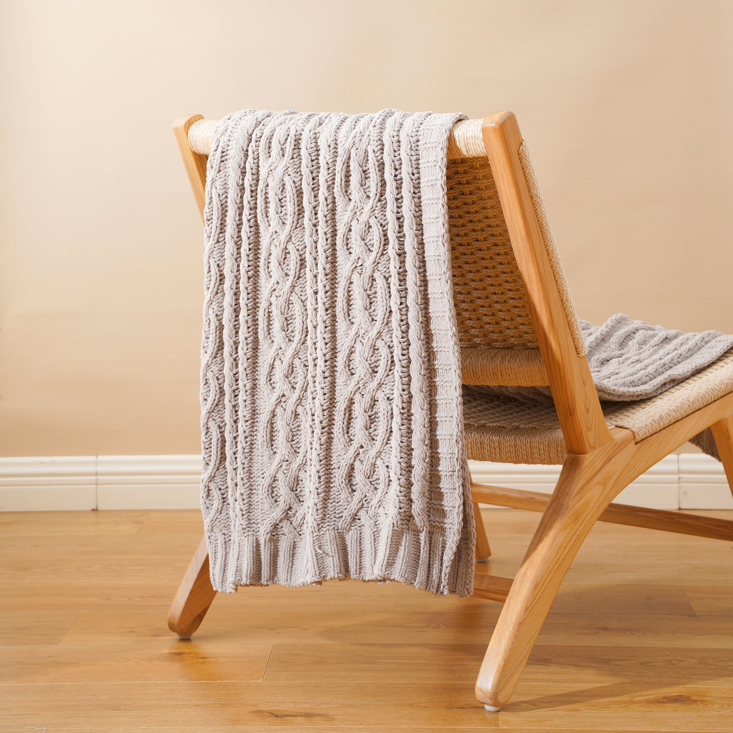 Chenille Cable Knit Throw Blanket