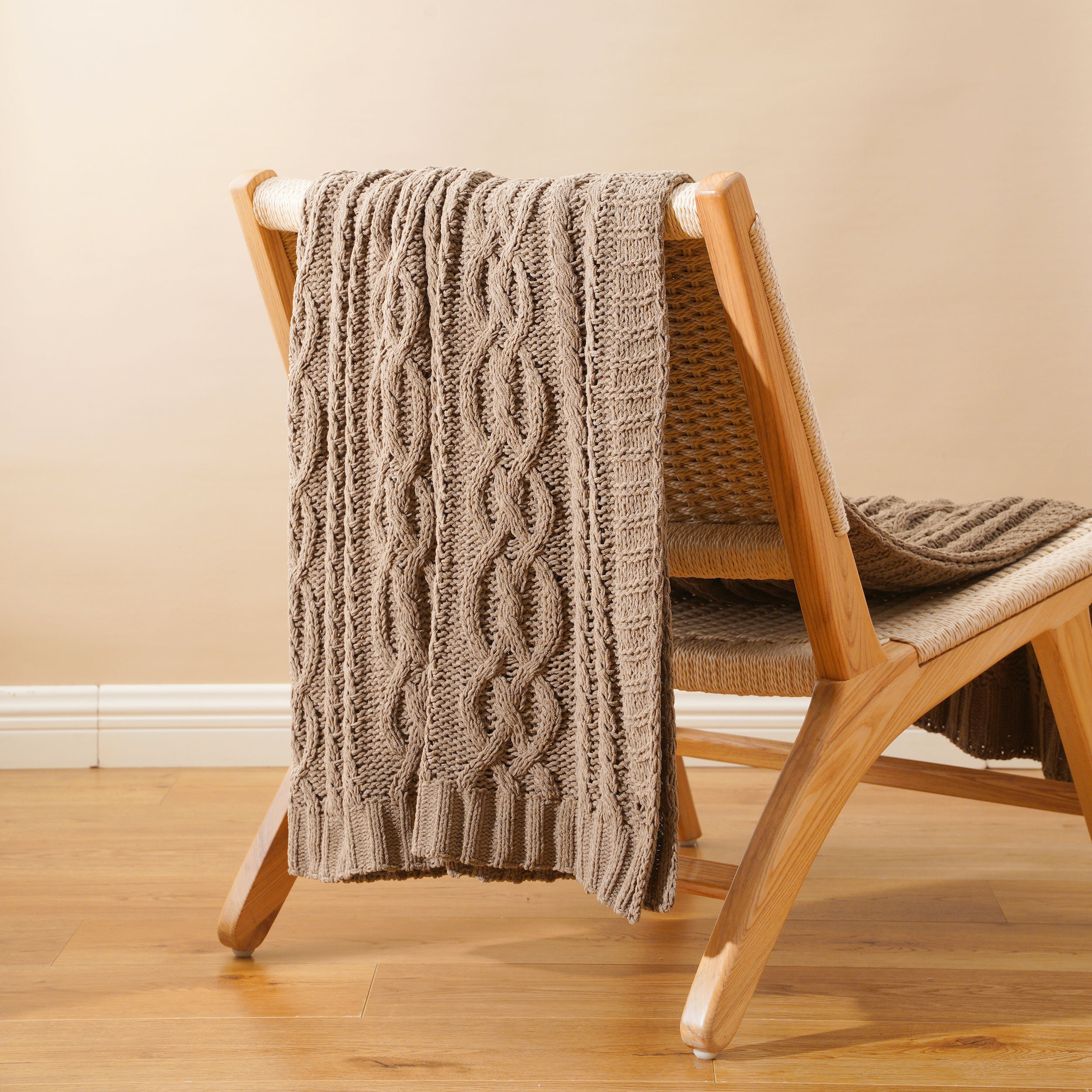 Chenille Cable Knit Throw Blanket