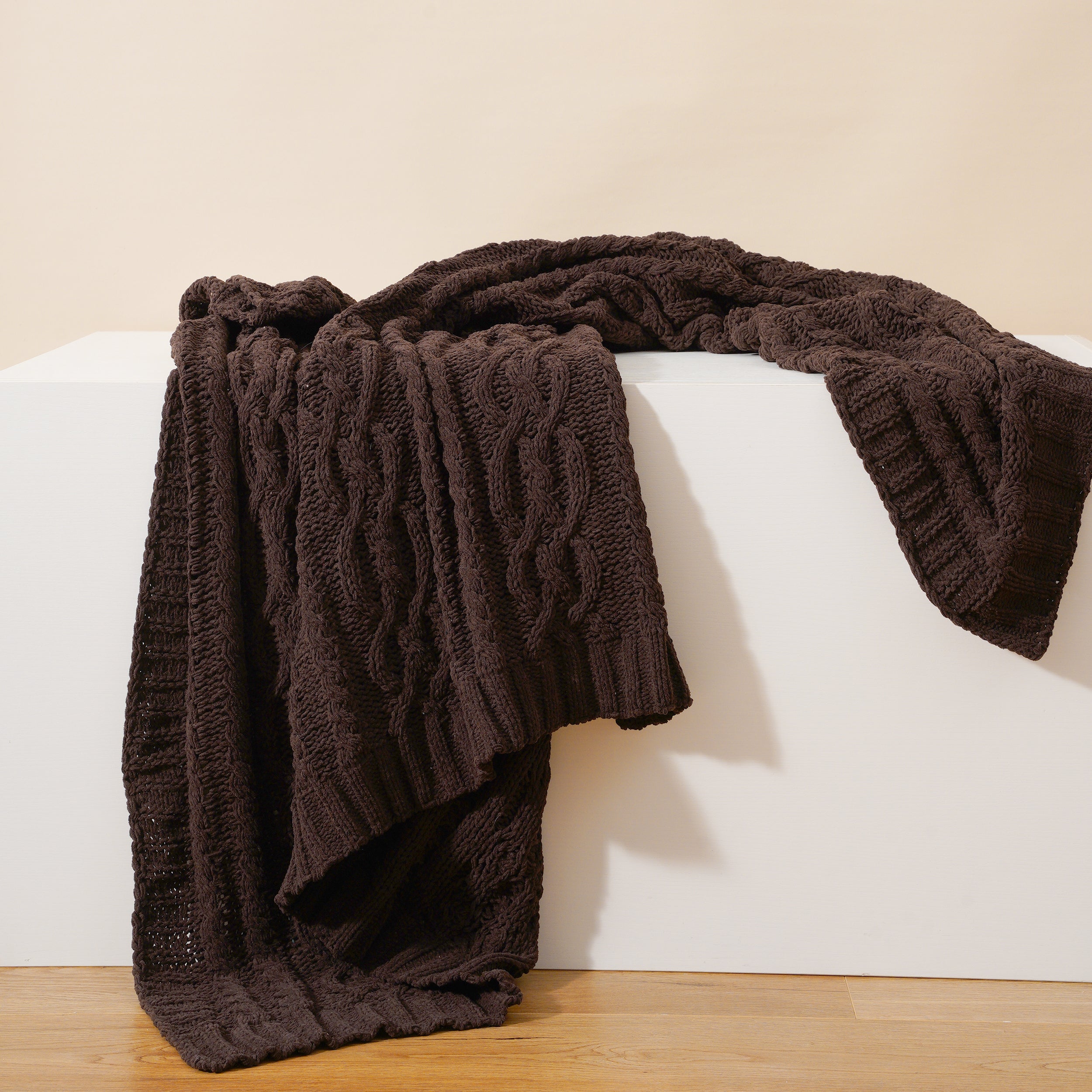 Chenille Cable Knit Throw Blanket