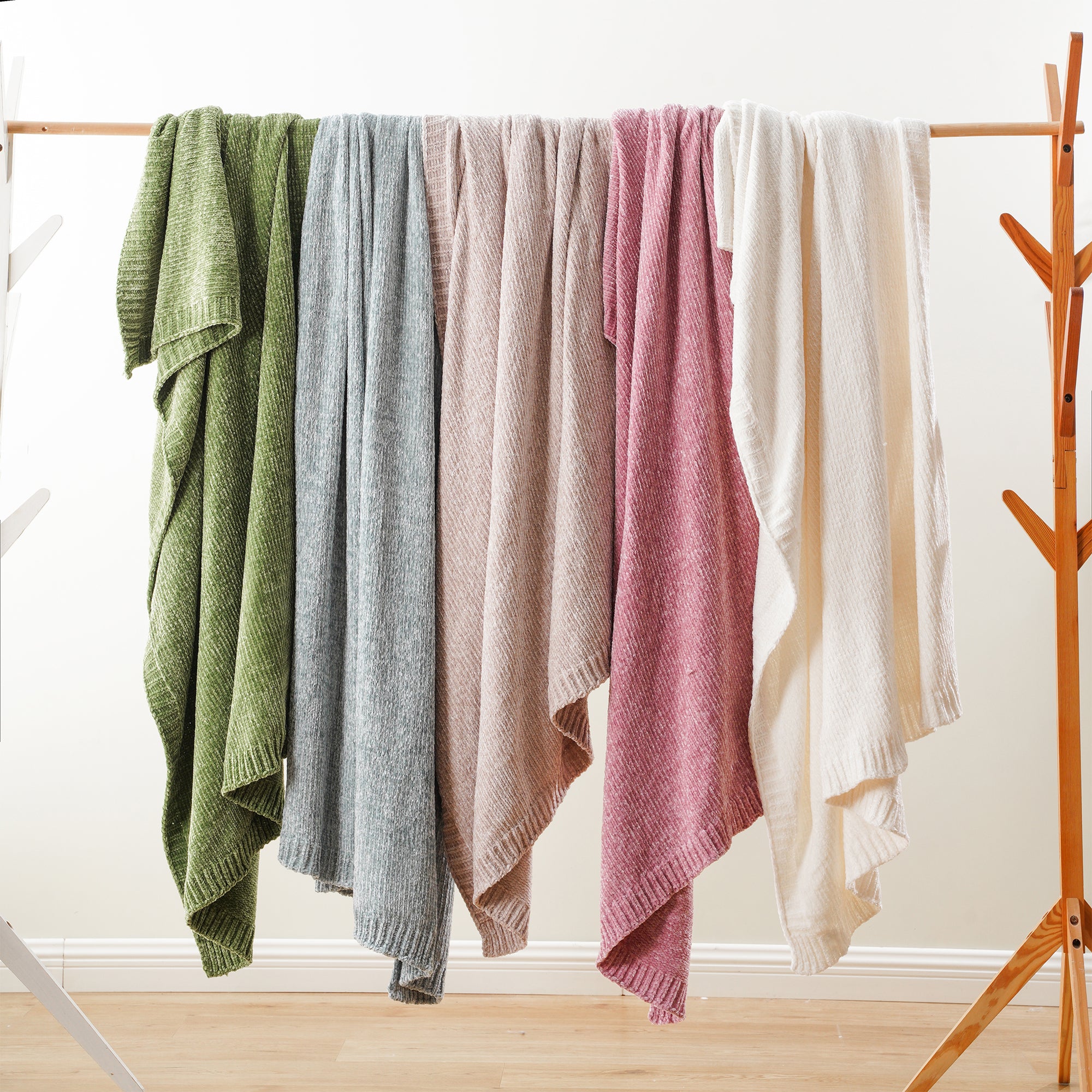 Couverture en tricot chenille texturé