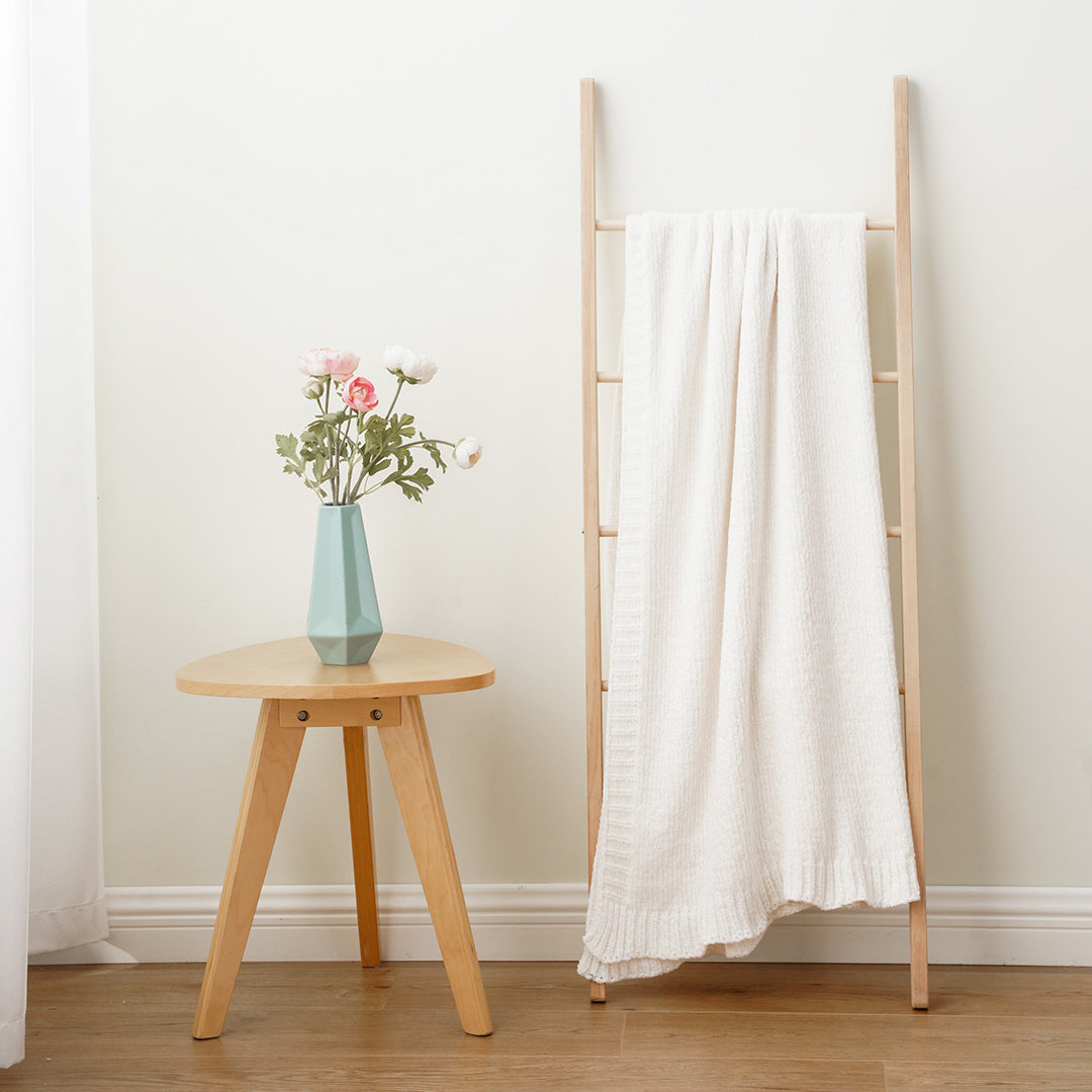 Couverture en tricot chenille texturé