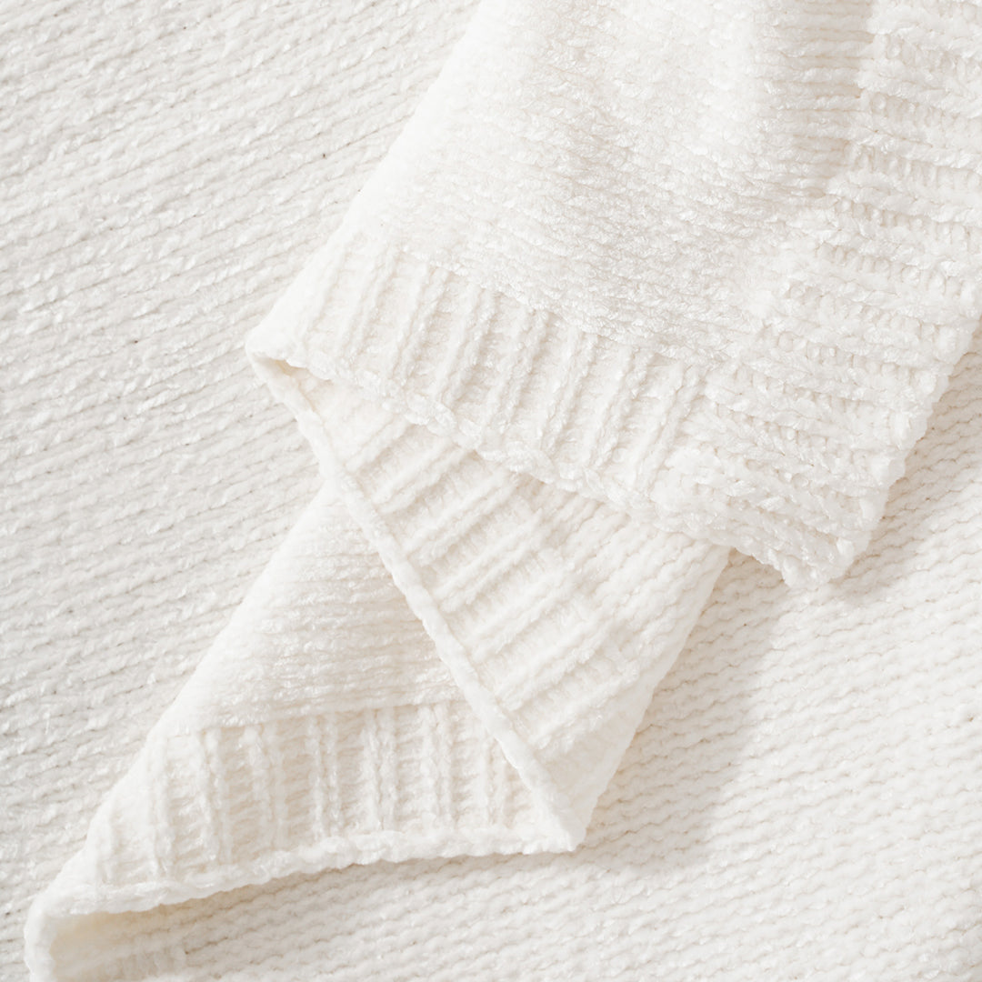 Couverture en tricot chenille texturé