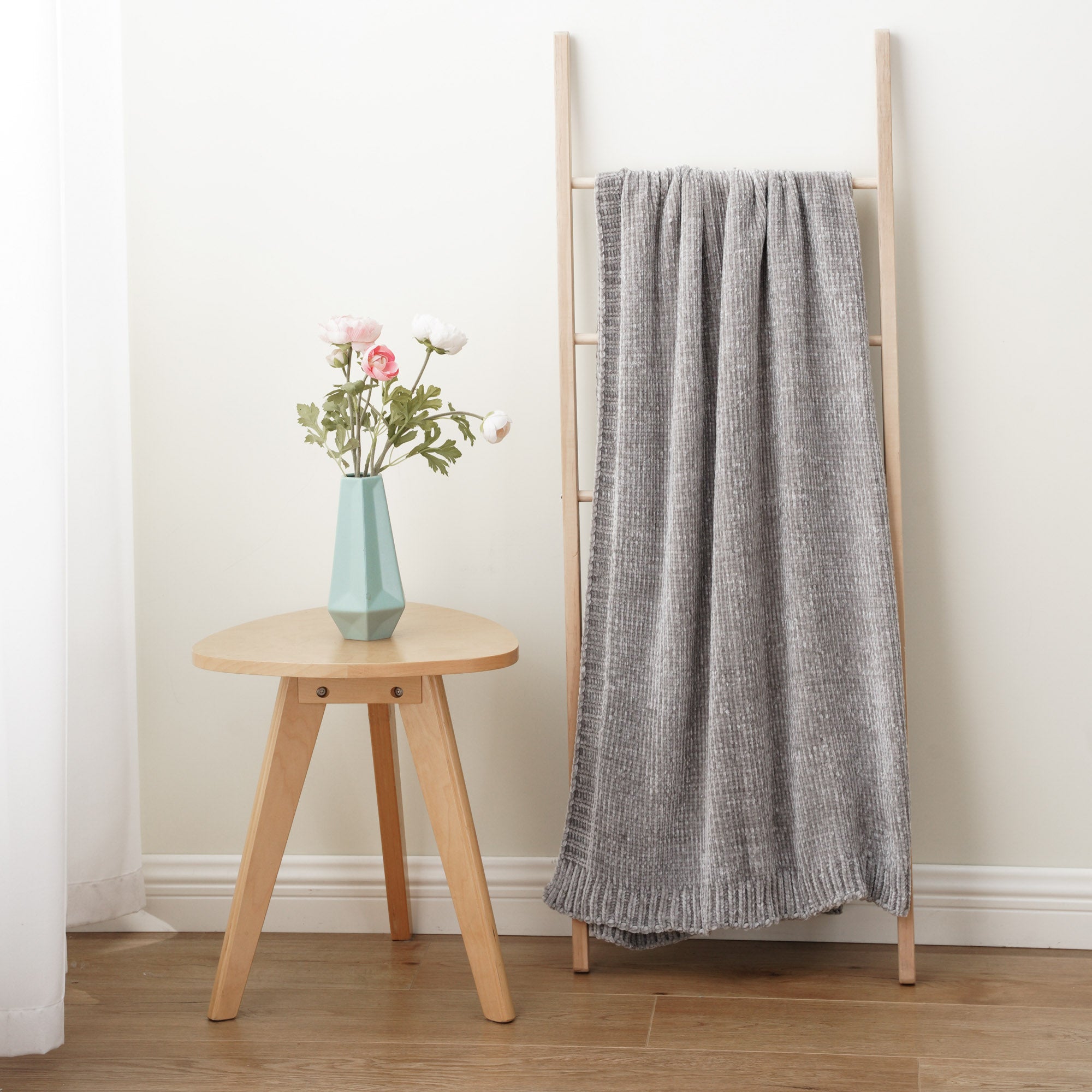 Couverture en tricot chenille texturé