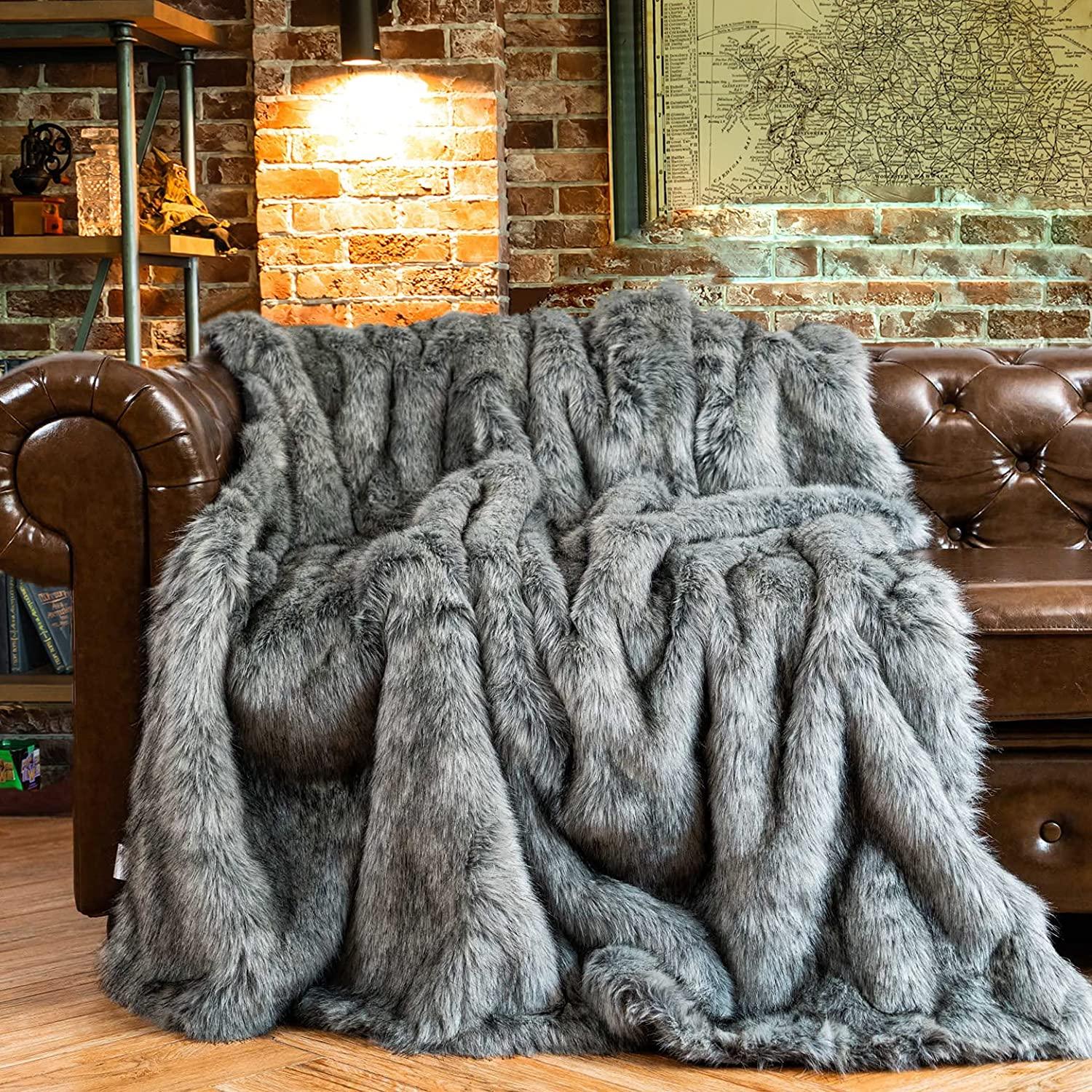 Faux Fur Brushed Tips Blanket - BATTILO HOME