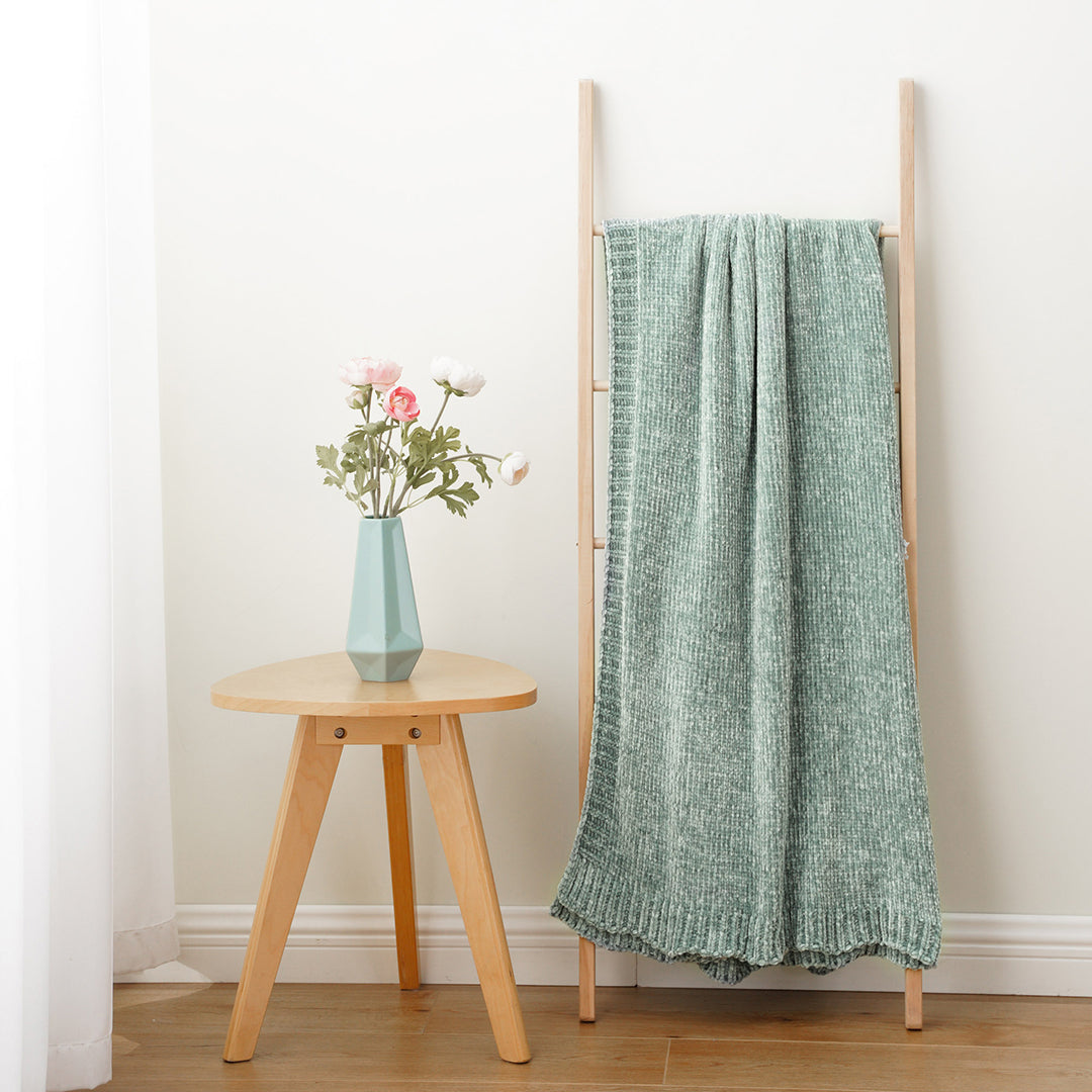 Couverture en tricot chenille texturé