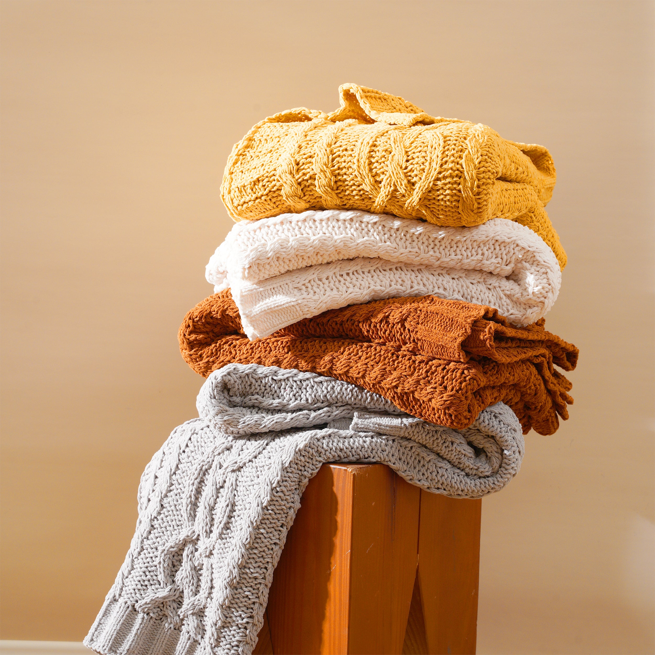 Chenille Cable Knit Throw Blanket