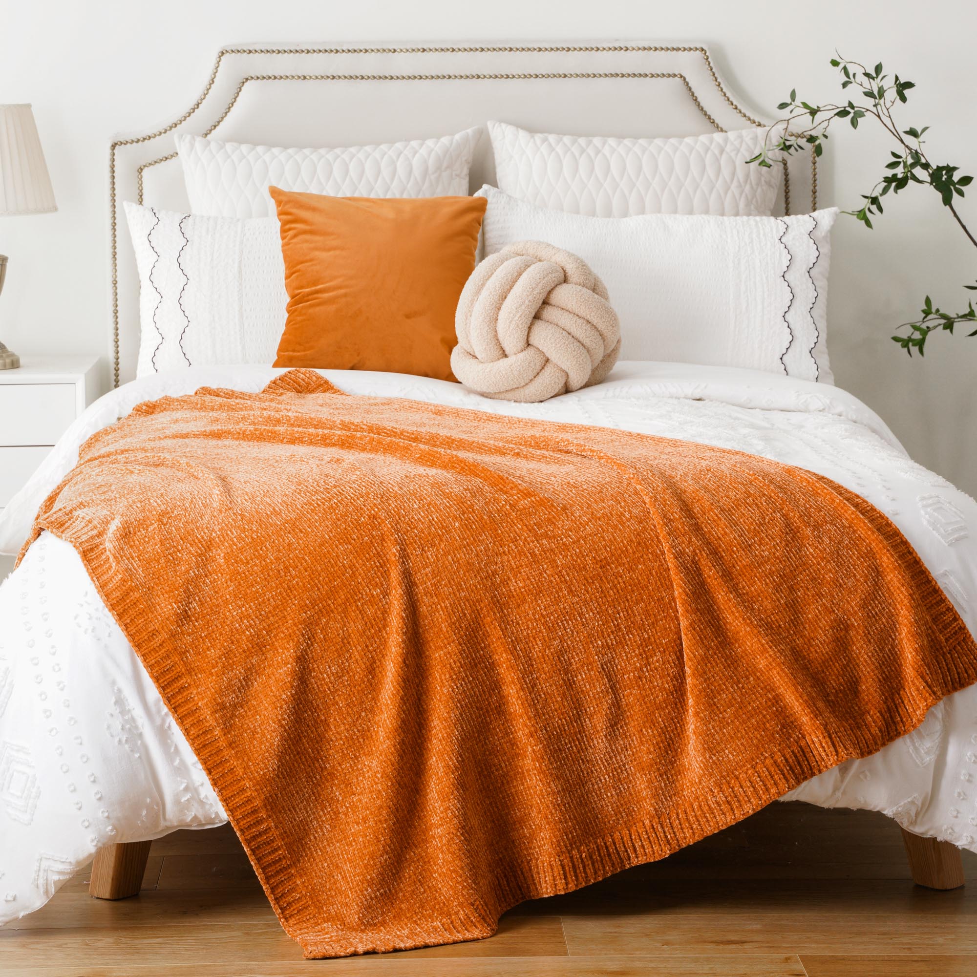 Couverture en tricot chenille texturé