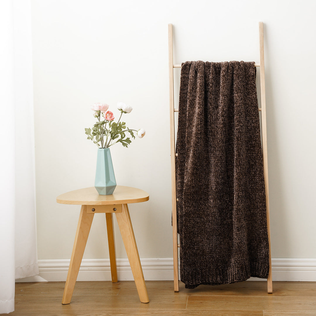 Couverture en tricot chenille texturé