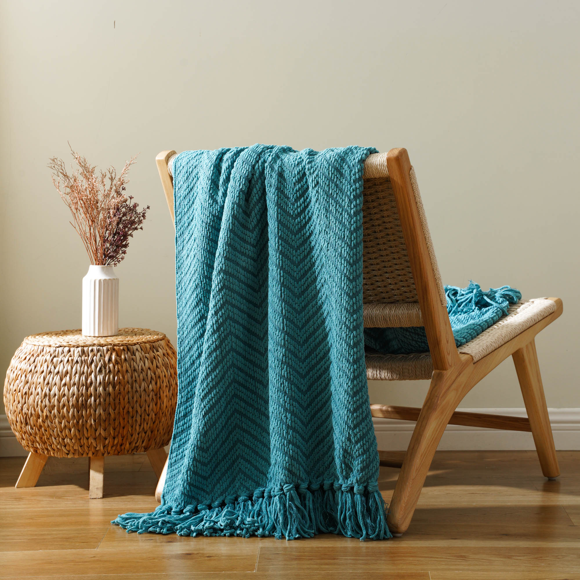 Zig-Zag Chenille Throw Blanket