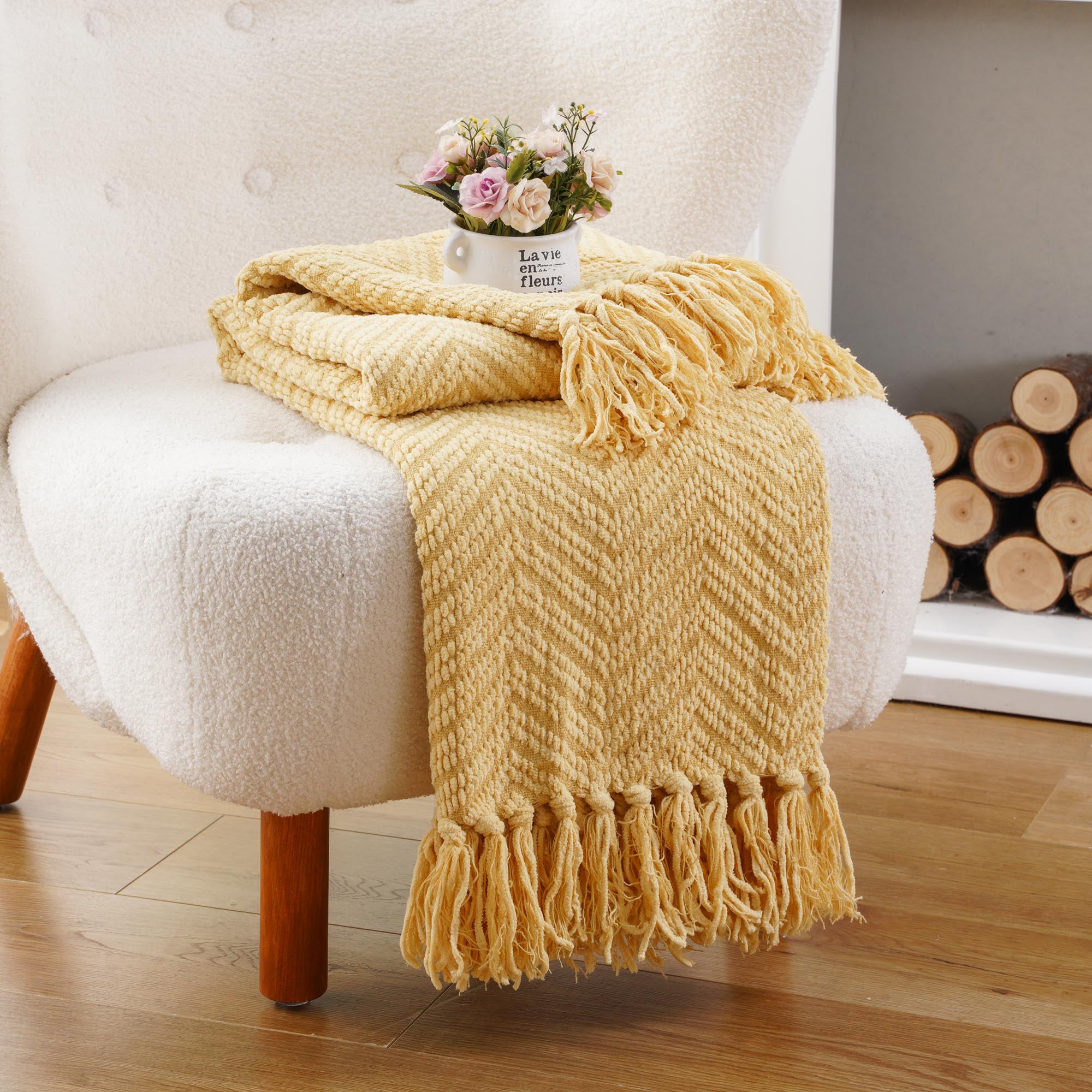 Zig-Zag Chenille Throw Blanket